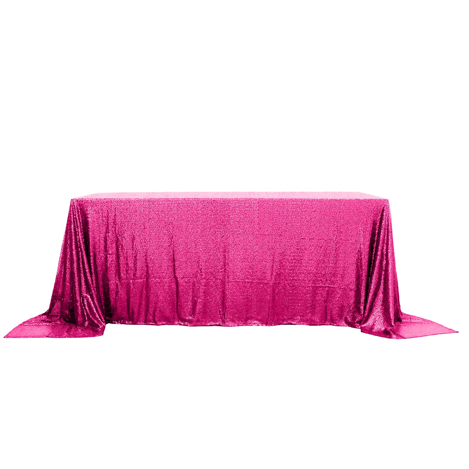 Sequin Rectangle Tablecloth 90"x132" Fuchsia - Seamless Glittering Finish Table Cover - Image 4
