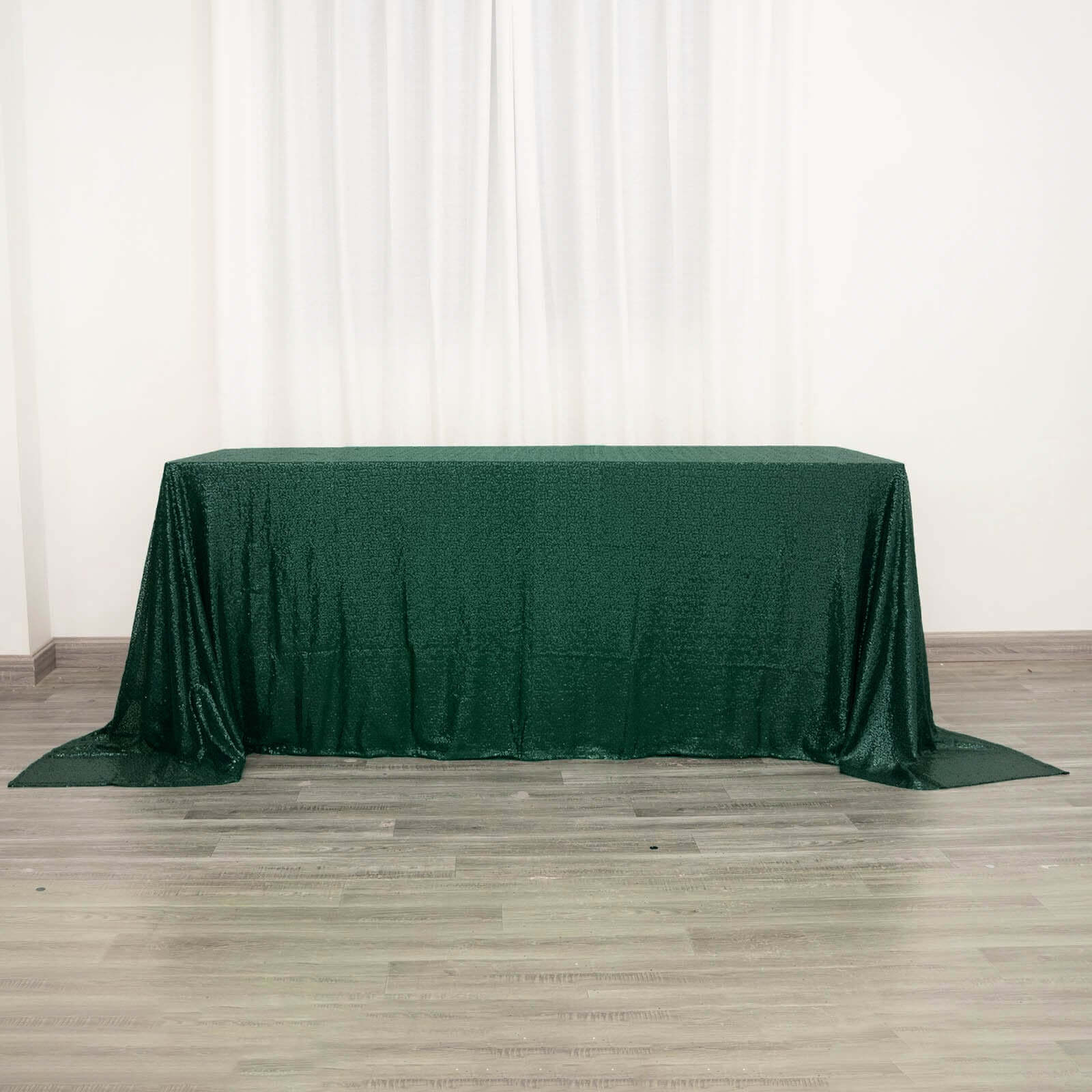 Sequin Rectangle Tablecloth 90"x132" Hunter Emerald Green - Seamless Glittering Finish Table Cover