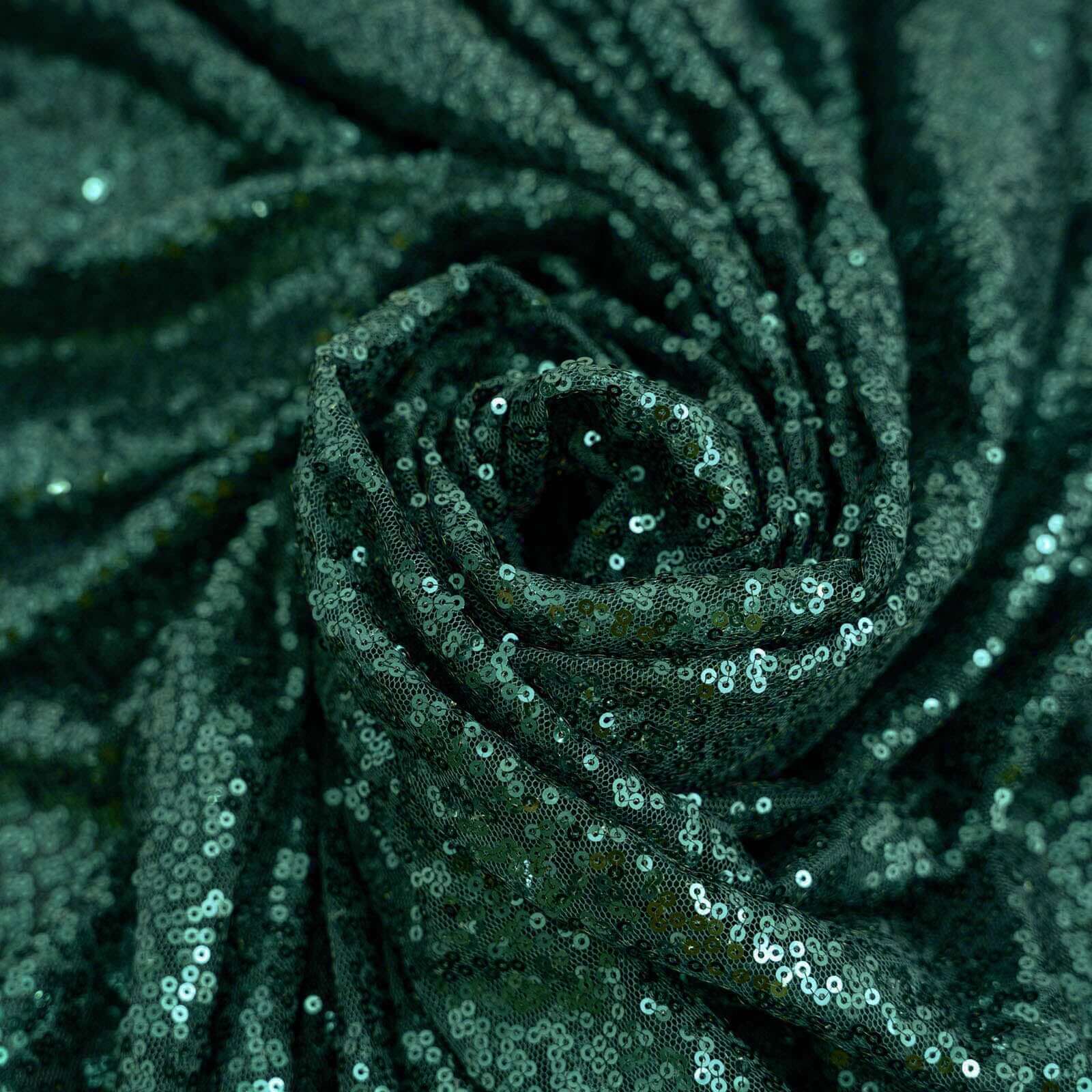 Sequin Rectangle Tablecloth 90"x132" Hunter Emerald Green - Seamless Glittering Finish Table Cover - Image 8
