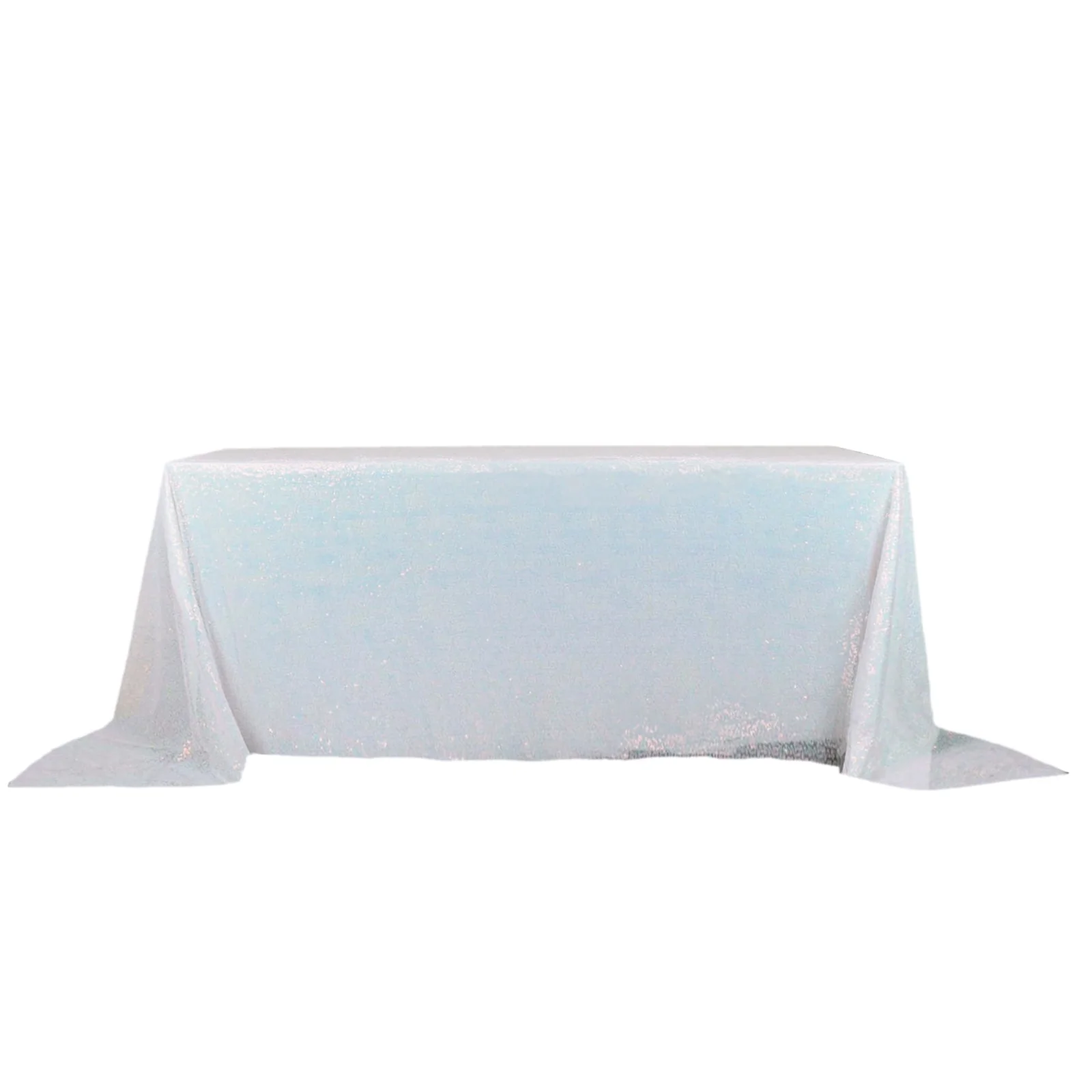 Sequin Rectangle Tablecloth 90"x132" Iridescent Blue - Seamless Glittering Finish Table Cover - Image 3