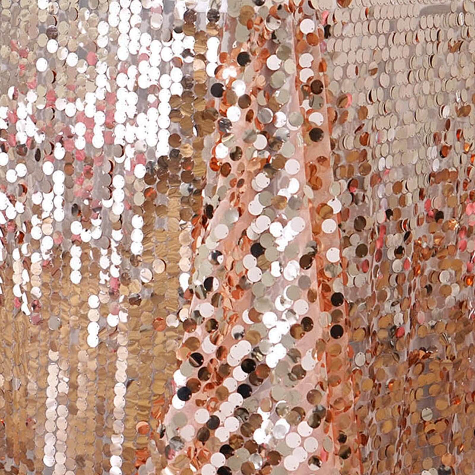 Sequin Rectangle Tablecloth 90"x132" Rose Gold - Big Payette Seamless Table Cover - Image 6