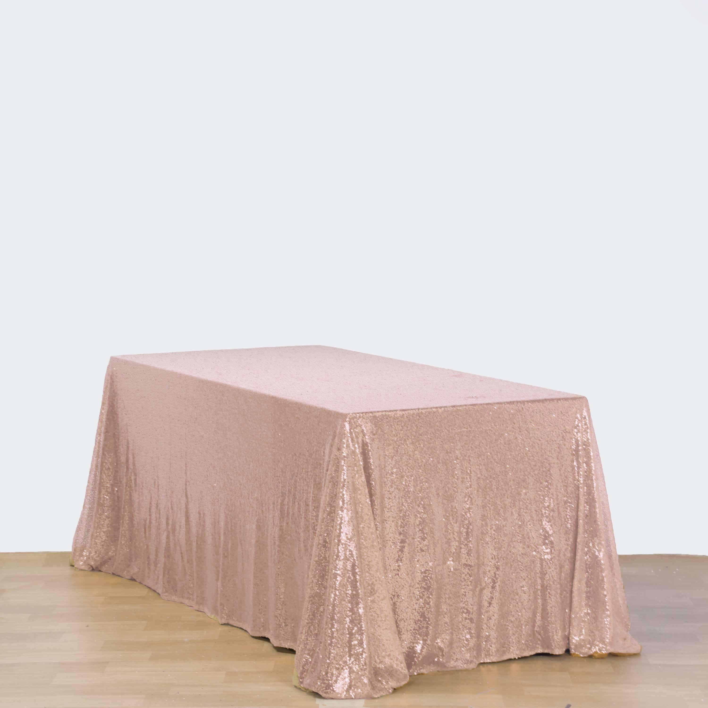 Sequin Rectangle Tablecloth 90"x132" Rose Gold - Seamless Glittering Finish Table Cover - Image 3