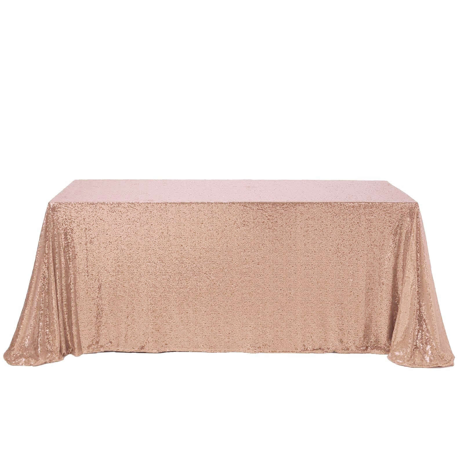 Sequin Rectangle Tablecloth 90"x132" Rose Gold - Seamless Glittering Finish Table Cover - Image 6