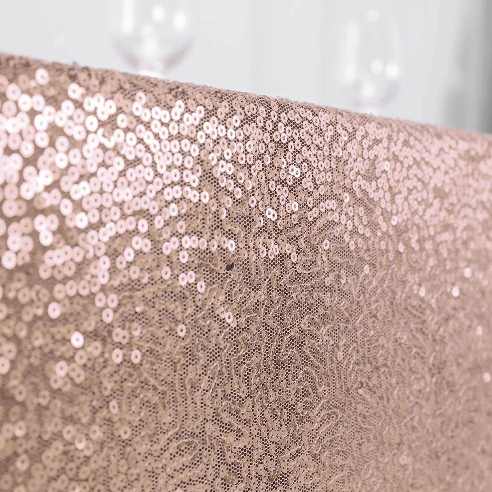 Sequin Rectangle Tablecloth 90"x132" Rose Gold - Seamless Glittering Finish Table Cover - Image 7