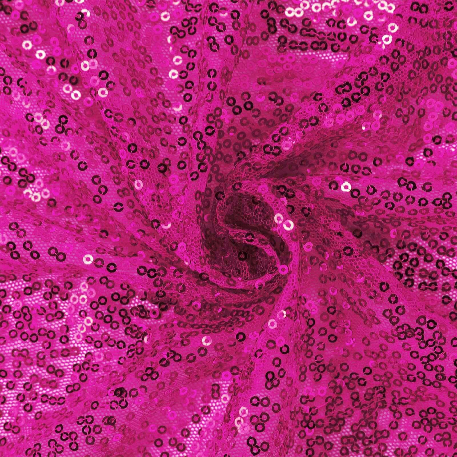Sequin Rectangle Tablecloth 90"x156" Fuchsia - Seamless Shimmering Finish Table Cover - Image 8