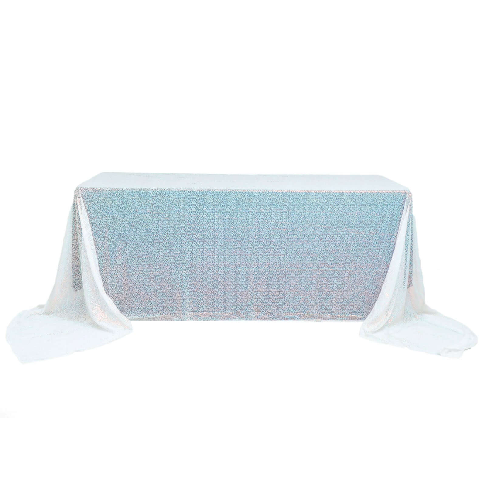 Sequin Rectangle Tablecloth 90"x156" Iridescent Blue - Seamless Shimmering Finish Table Cover - Image 3