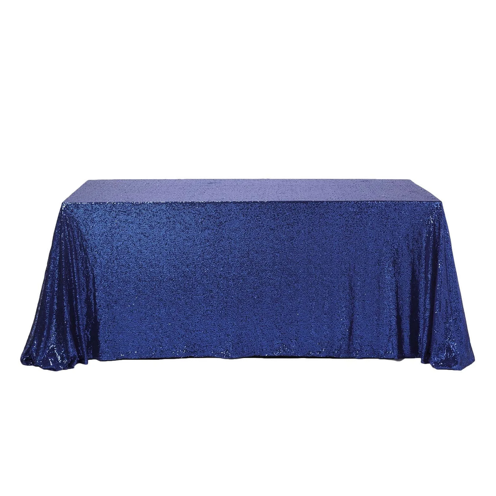 Sequin Rectangle Tablecloth 90"x156" Navy Blue - Seamless Shimmering Finish Table Cover - Image 6