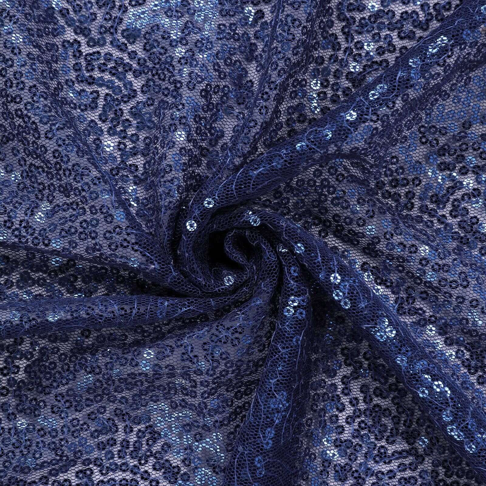 Sequin Rectangle Tablecloth 90"x156" Navy Blue - Seamless Shimmering Finish Table Cover - Image 8