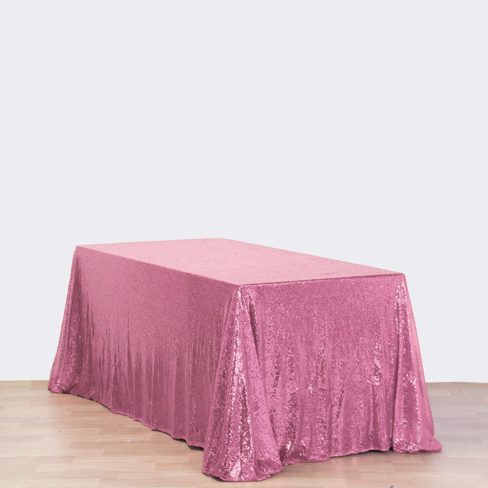 Sequin Rectangle Tablecloth 90"x156" Pink - Seamless Shimmering Finish Table Cover - Image 2