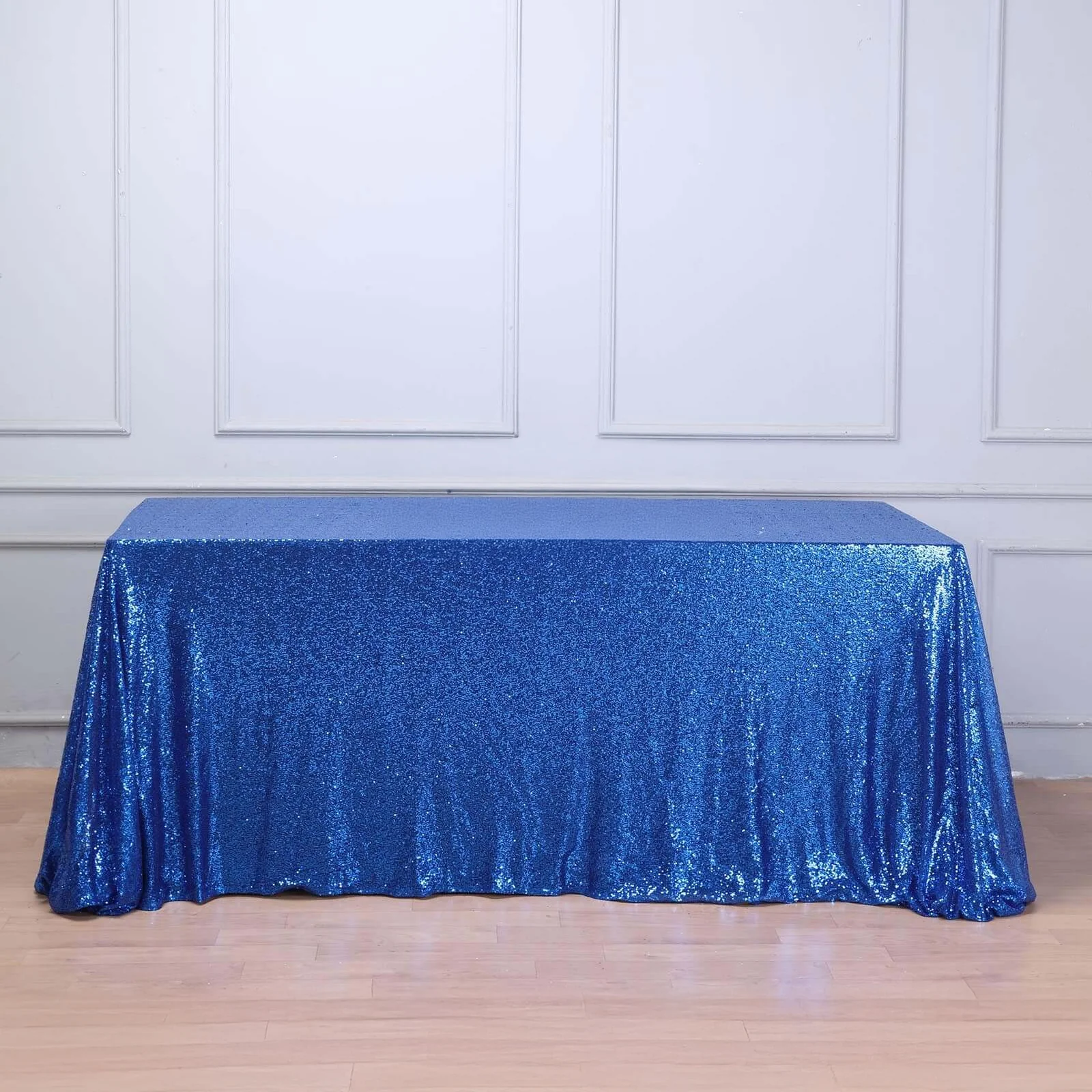 Sequin Rectangle Tablecloth 90"x156" Royal Blue - Seamless Shimmering Finish Table Cover