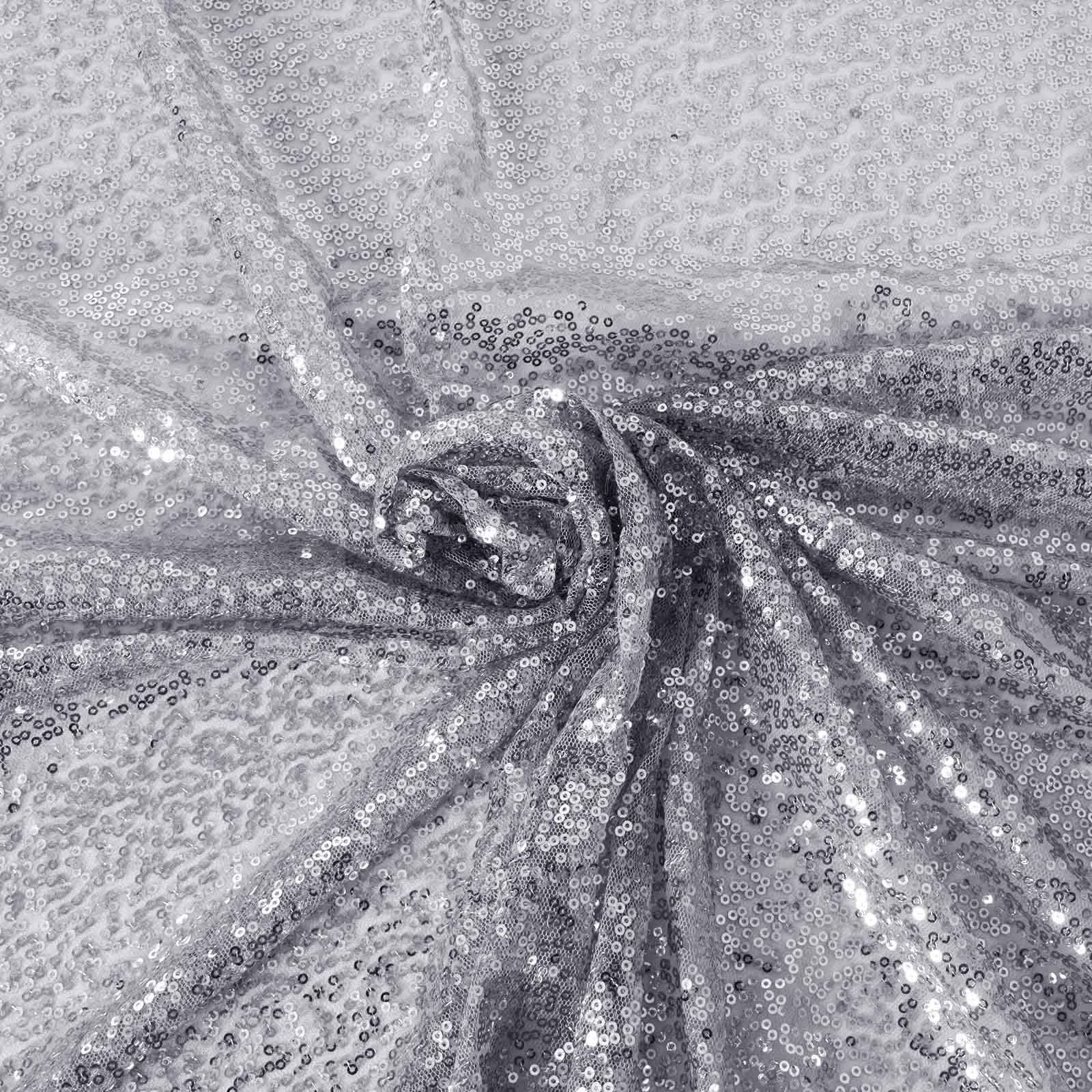 Sequin Rectangle Tablecloth 90"x156" Silver - Seamless Shimmering Finish Table Cover - Image 7
