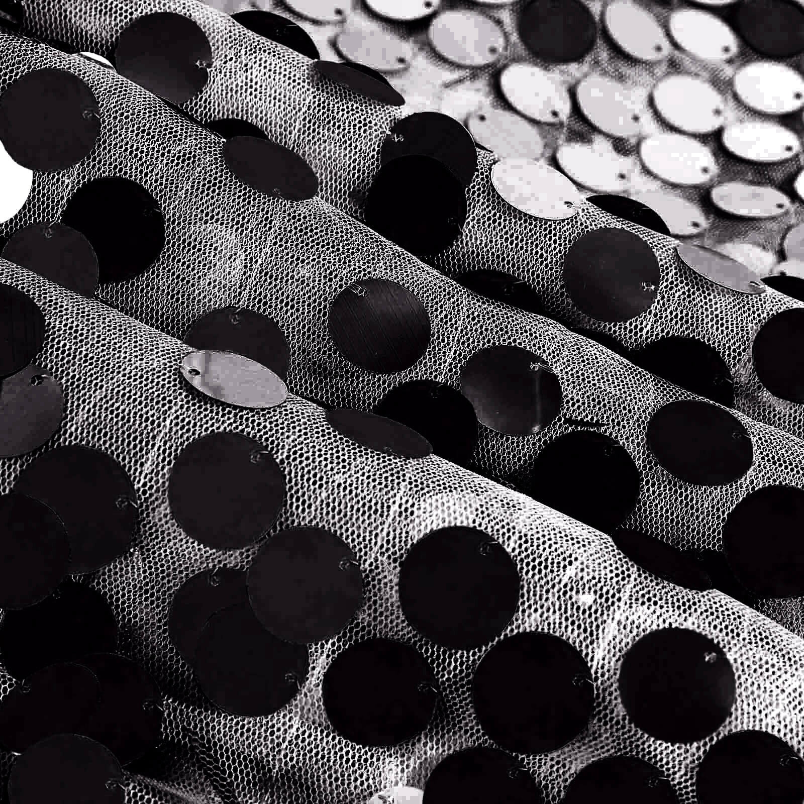 Sequin Round Tablecloth 120" Black with Big Payette Design - Seamless Sparkly Decor for Premium Events - Image 7