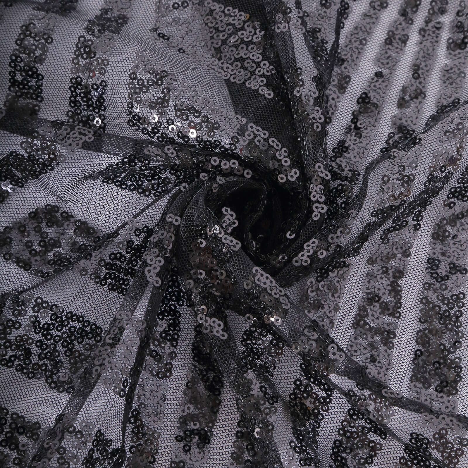 Sequin Round Tablecloth 120" Black with Diamond Glitz Design - Seamless Table Cover - Image 8