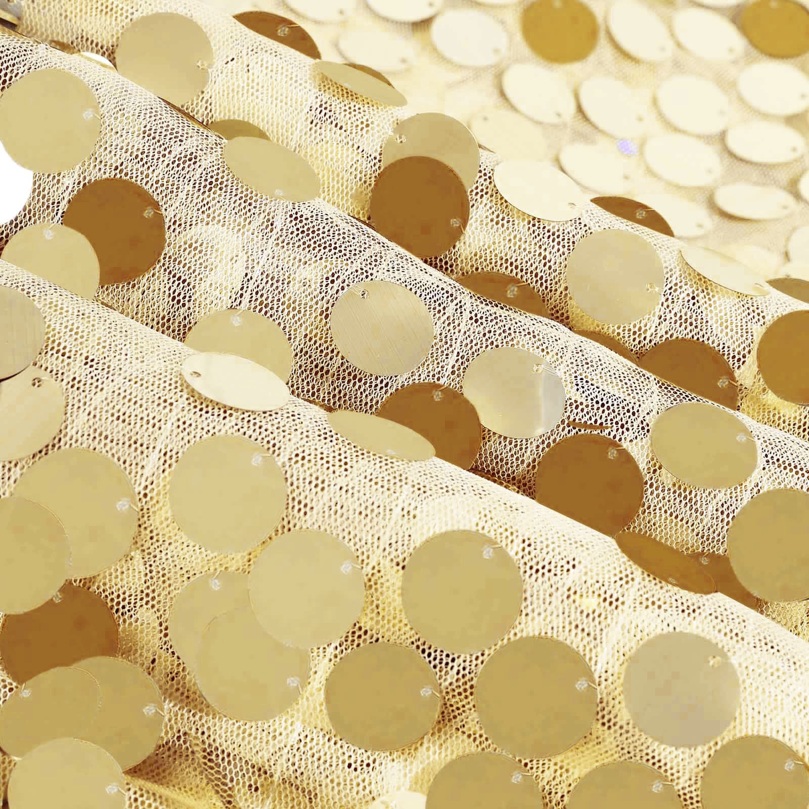 Sequin Round Tablecloth 120" Champagne - Big Payette Seamless Table Cover - Image 8