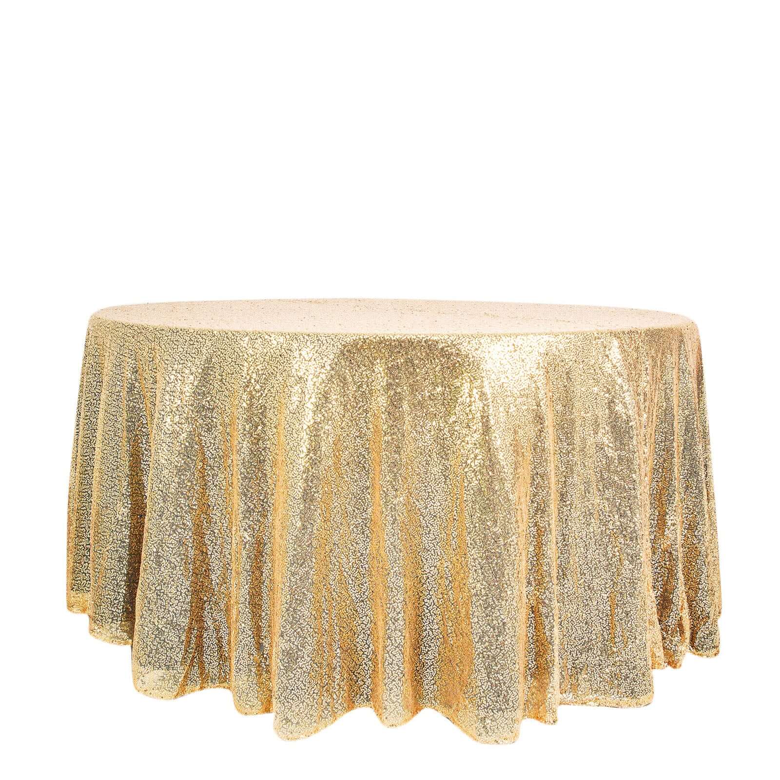 Sequin Round Tablecloth 120" Champagne - Seamless Table Cover - Image 7