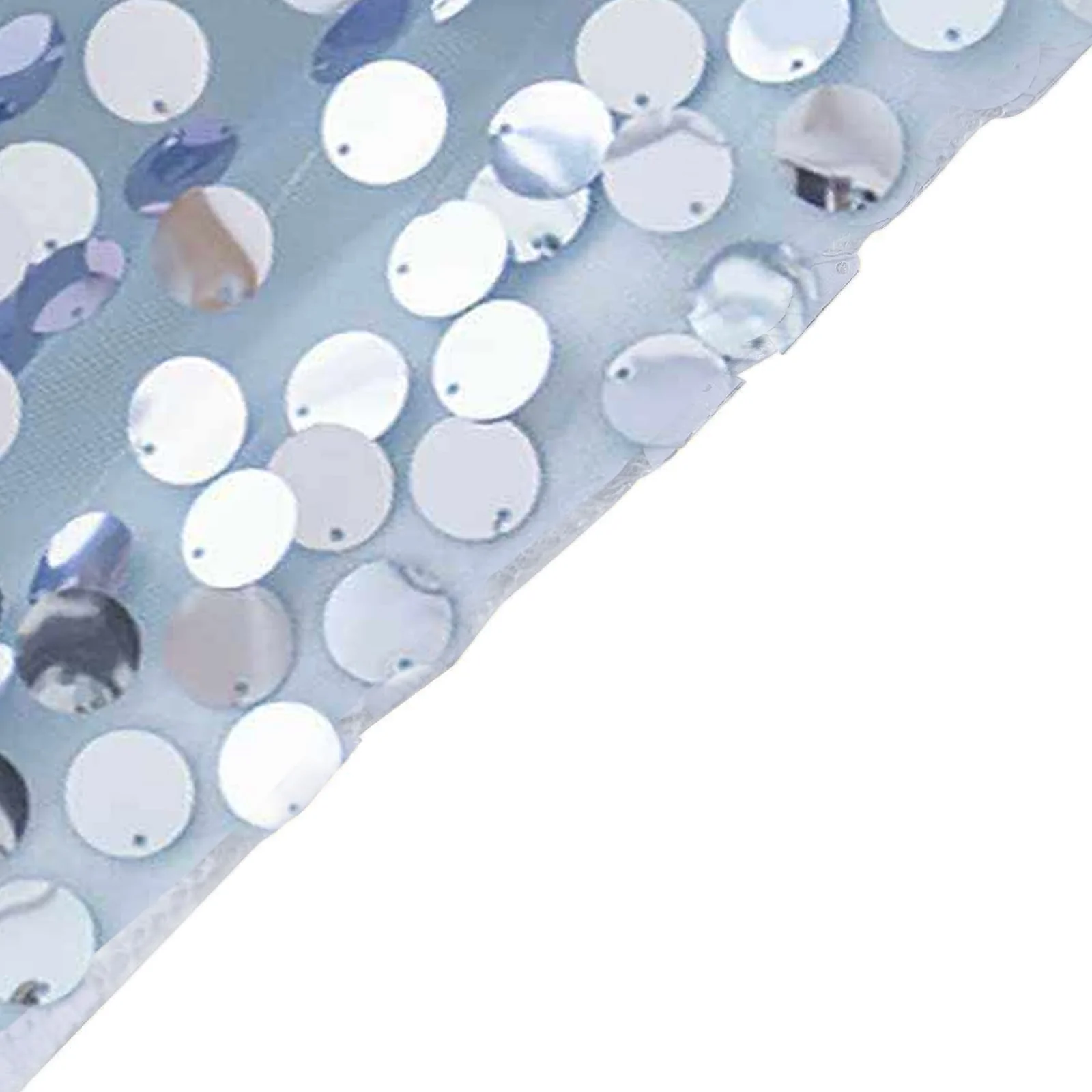 Sequin Round Tablecloth 120" Dusty Blue - Big Payette Seamless Table Cover - Image 7