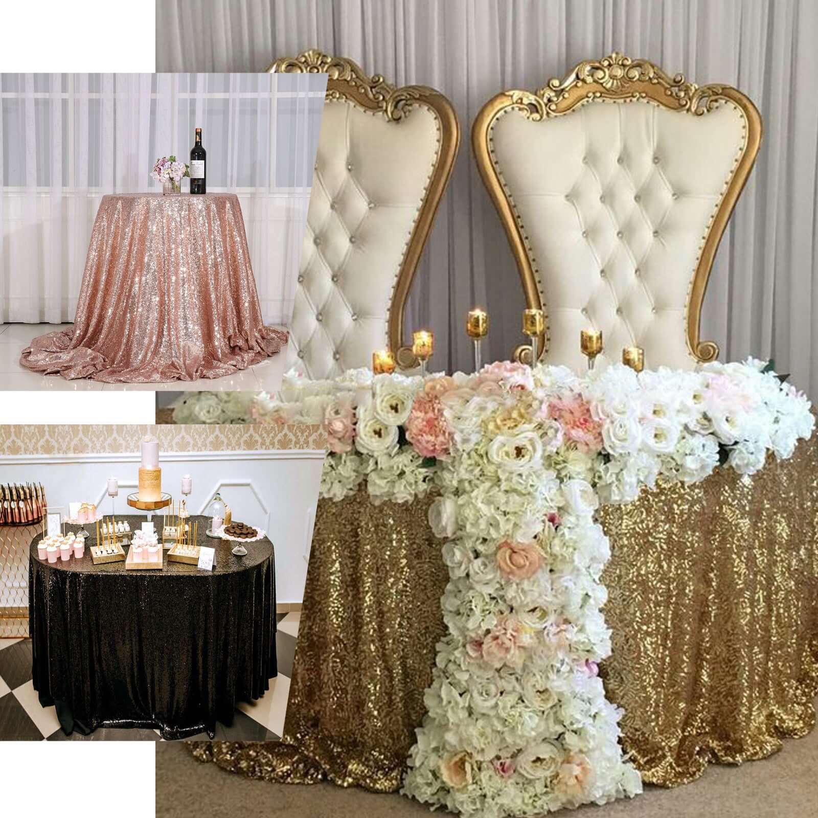 Sequin Round Tablecloth 120" Hunter Emerald Green - Seamless Table Cover - Image 4
