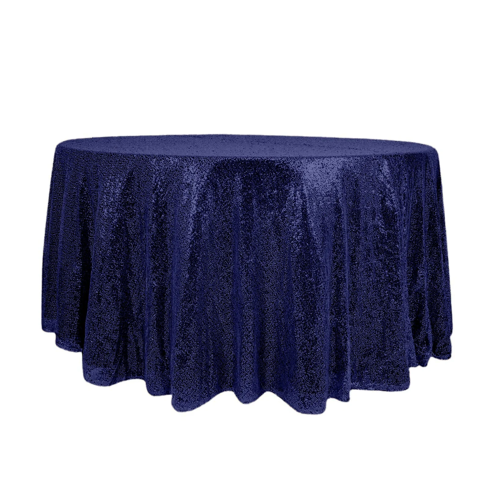 Sequin Round Tablecloth 120" Navy Blue - Seamless Table Cover - Image 6