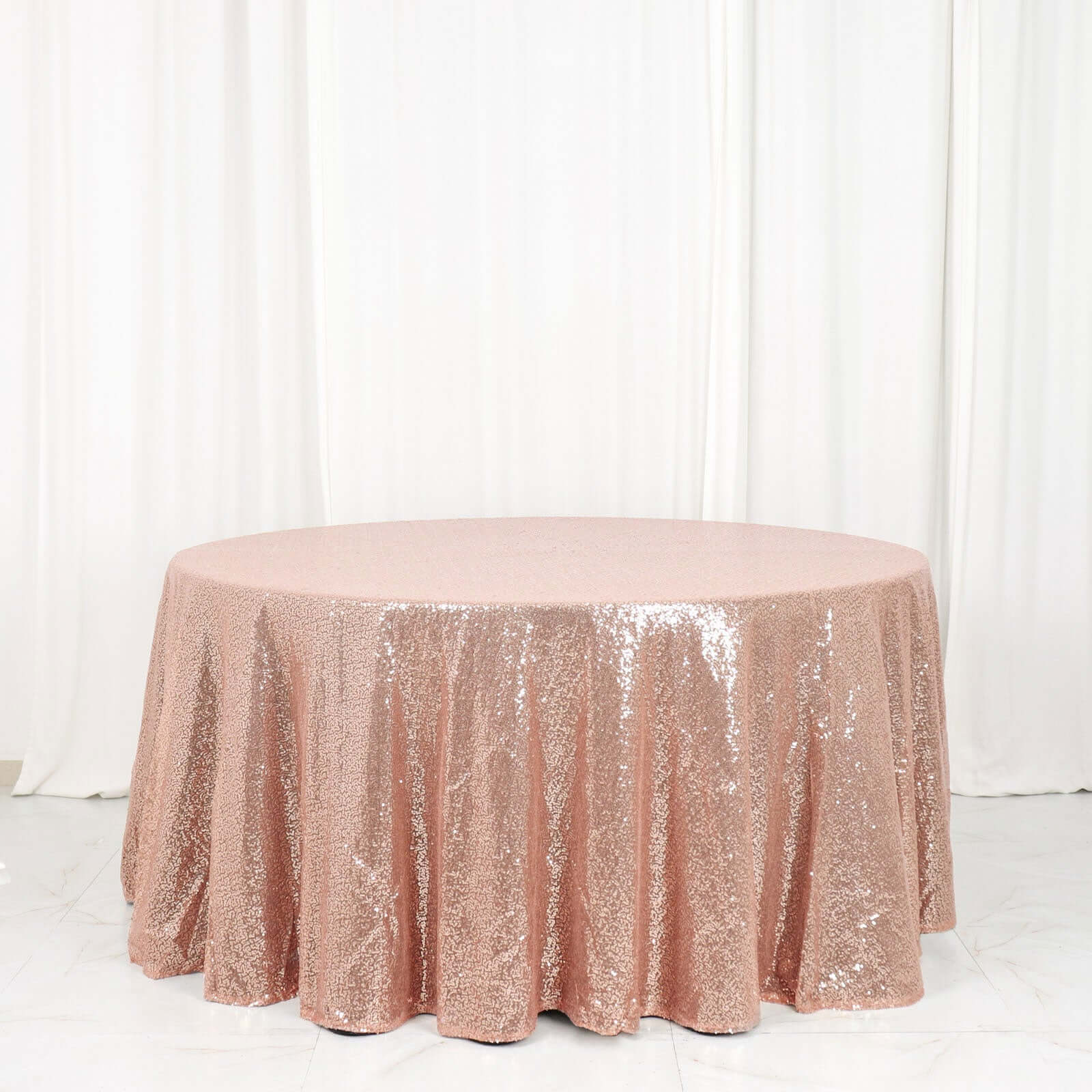 Sequin Round Tablecloth 120" Rose Gold - Seamless Table Cover - Image 7