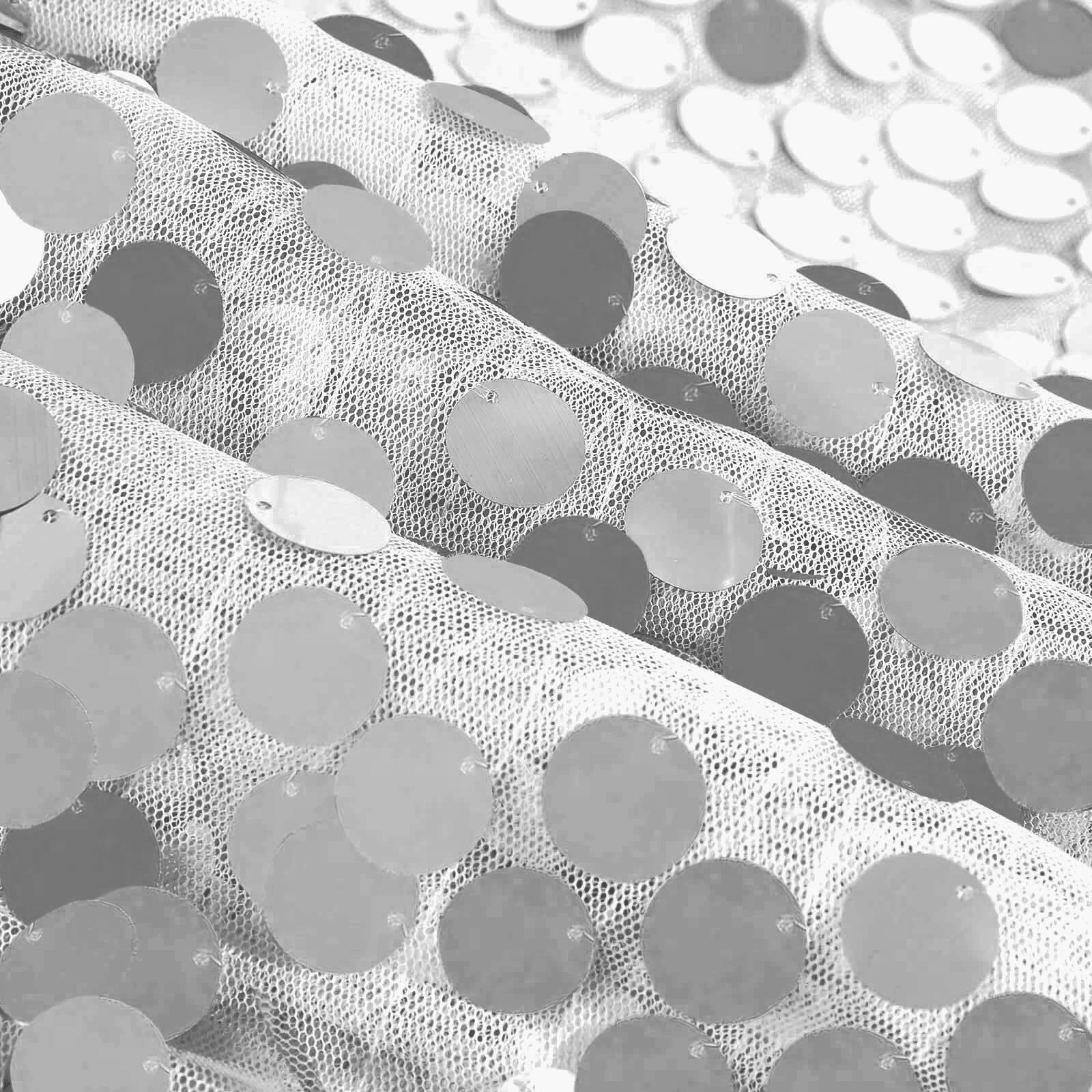 Sequin Round Tablecloth 120" Silver - Big Payette Seamless Table Cover - Image 8