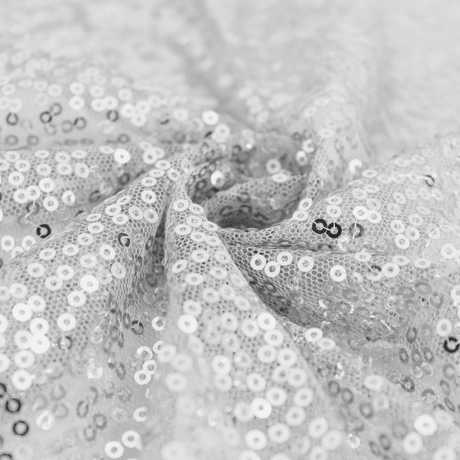 Sequin Round Tablecloth 120" Silver - Seamless Table Cover - Image 8