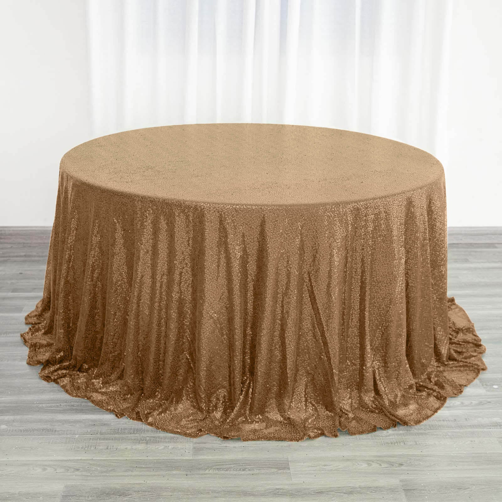 Sequin Round Tablecloth 132" Gold with Seamless Twinkling Finish - Chic Decor for Upscale Gatherings