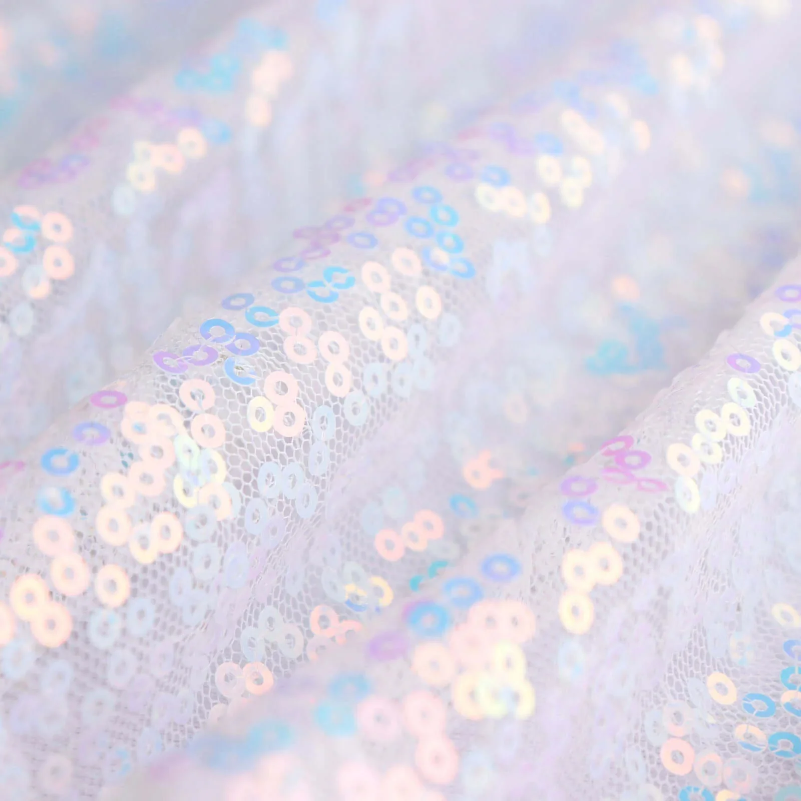 Sequin Round Tablecloth 132" Iridescent Blue with Seamless Twinkling Finish Table Cover - Image 3