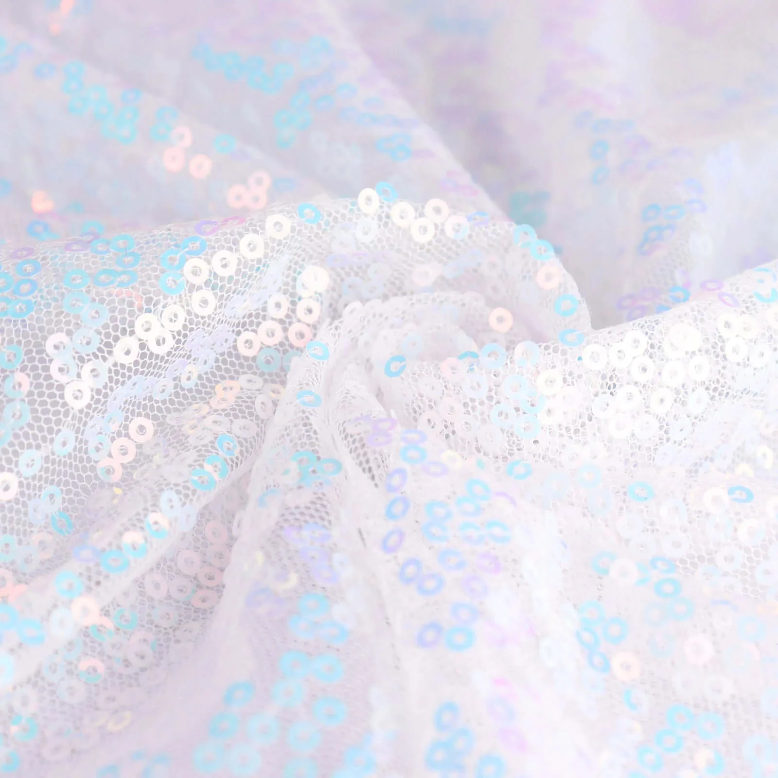 Sequin Round Tablecloth 132" Iridescent Blue with Seamless Twinkling Finish Table Cover - Image 8