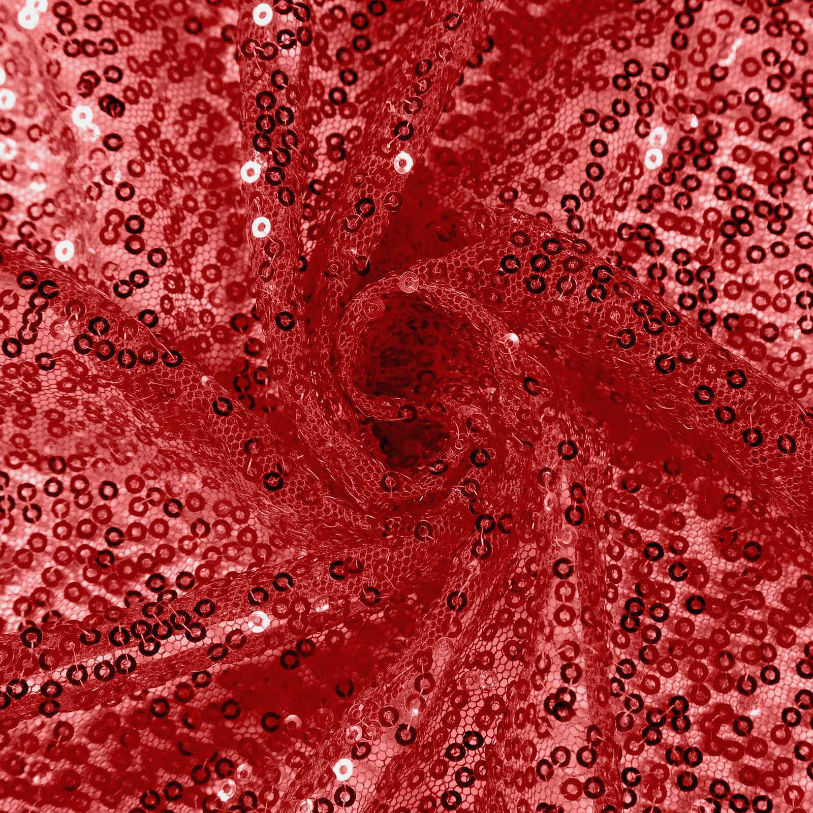 Sequin Round Tablecloth 132" Red with Seamless Twinkling Finish Table Cover - Image 8