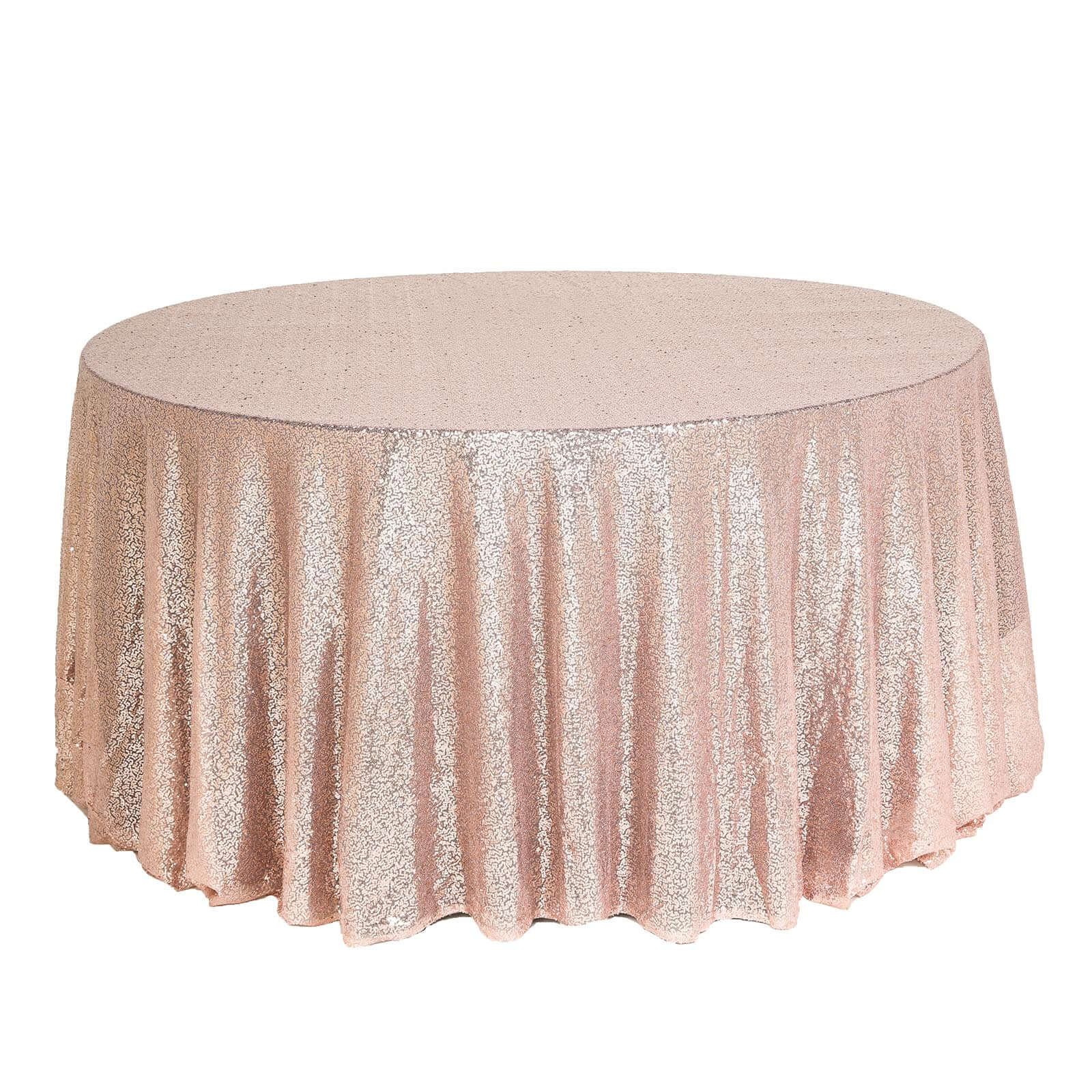 Sequin Round Tablecloth 132" Rose Gold with Seamless Twinkling Finish Table Cover - Image 3