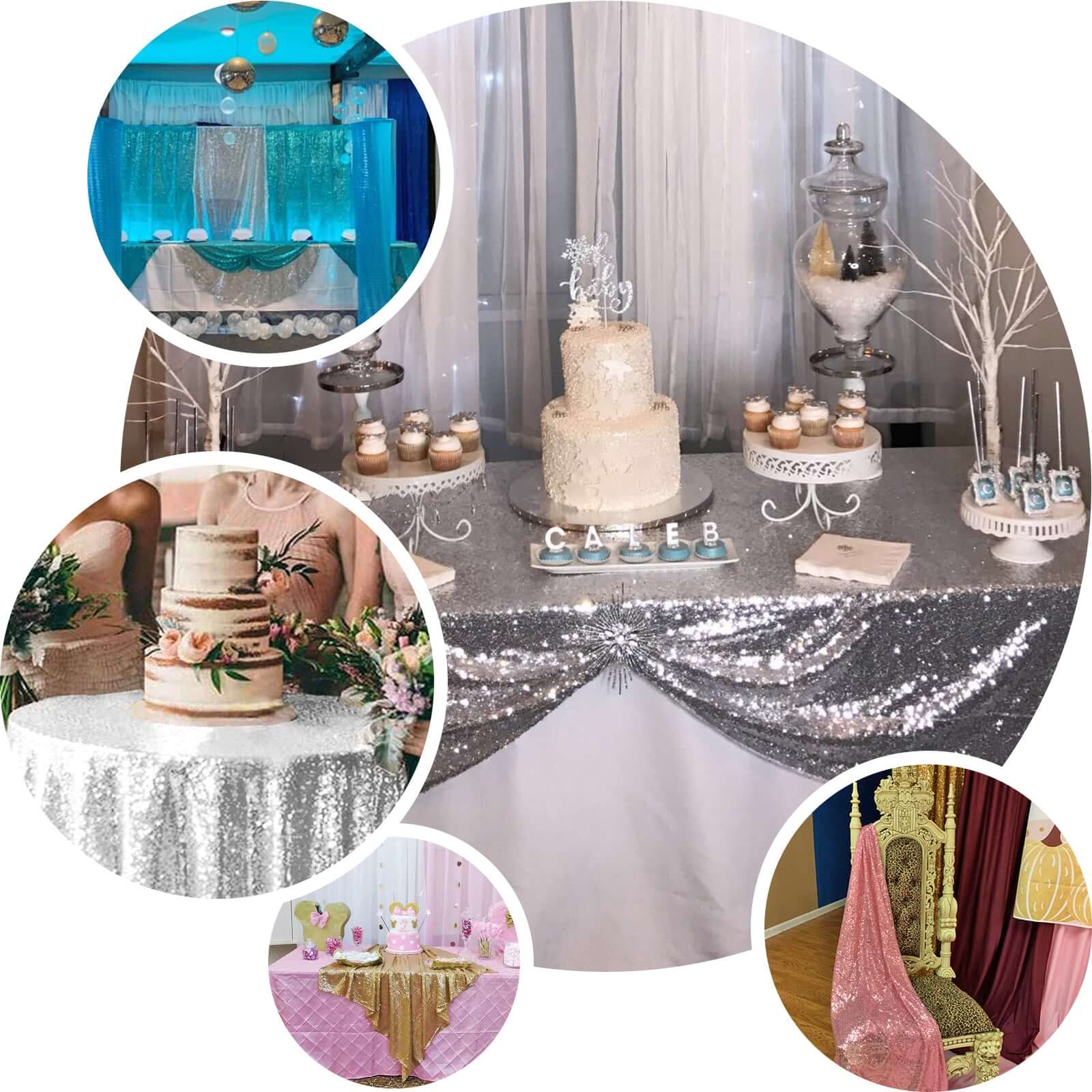 Sequin Square Table Overlay 60"x60" Champagne - Glittering Table Topper - Image 4