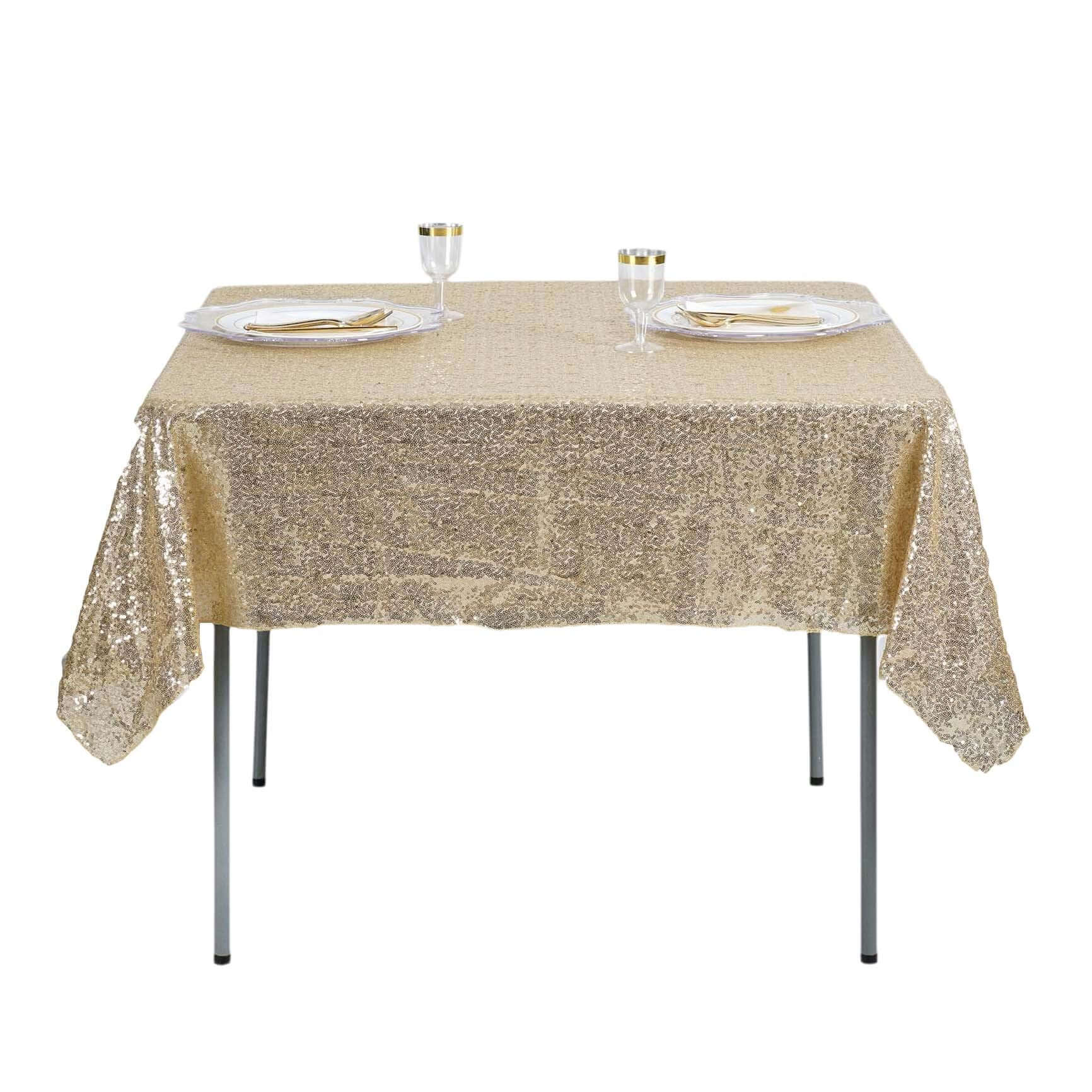 Sequin Square Table Overlay 60"x60" Champagne - Glittering Table Topper - Image 8