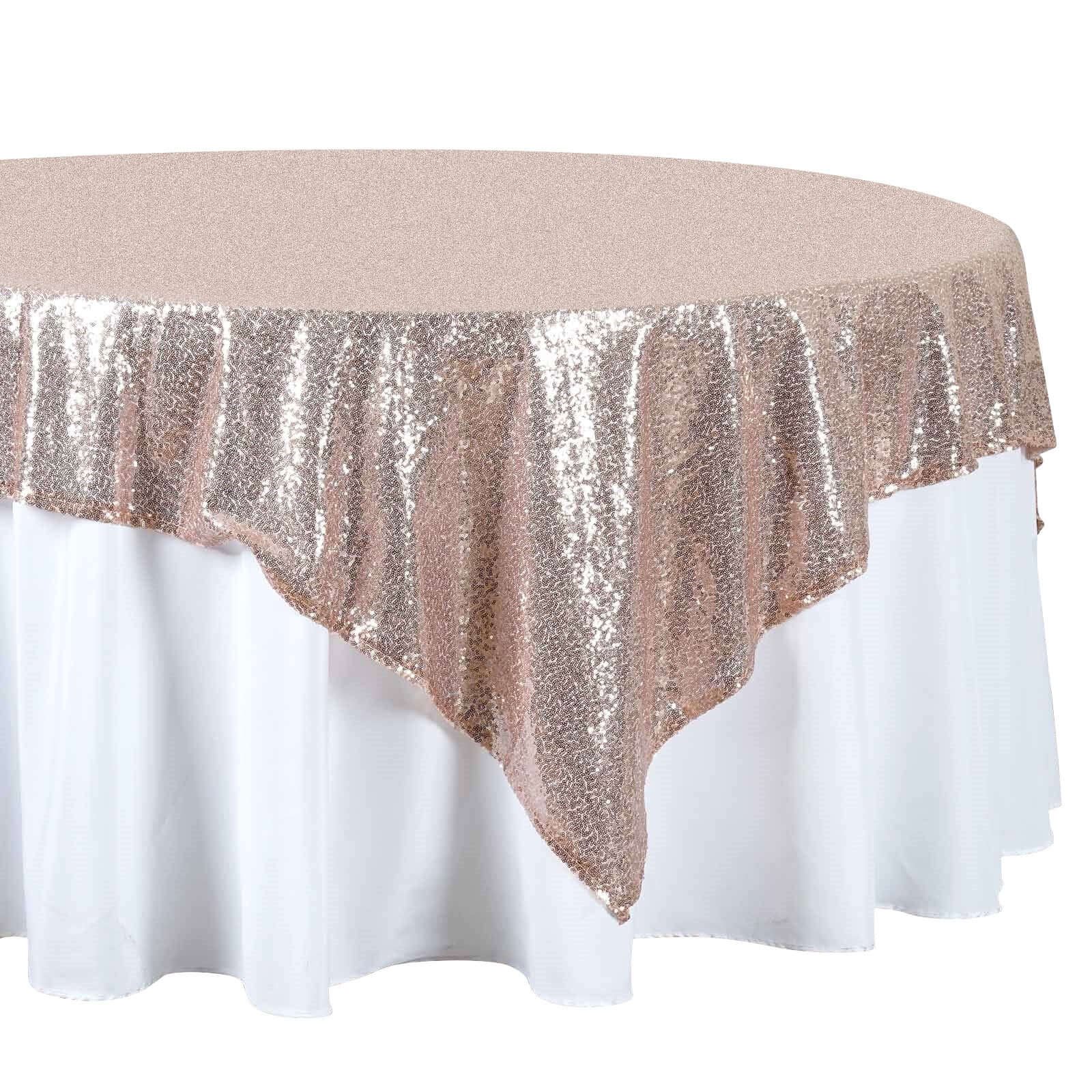 Sequin Square Table Overlay 72"x72" Rose Gold - Sparkly Table Topper - Image 7