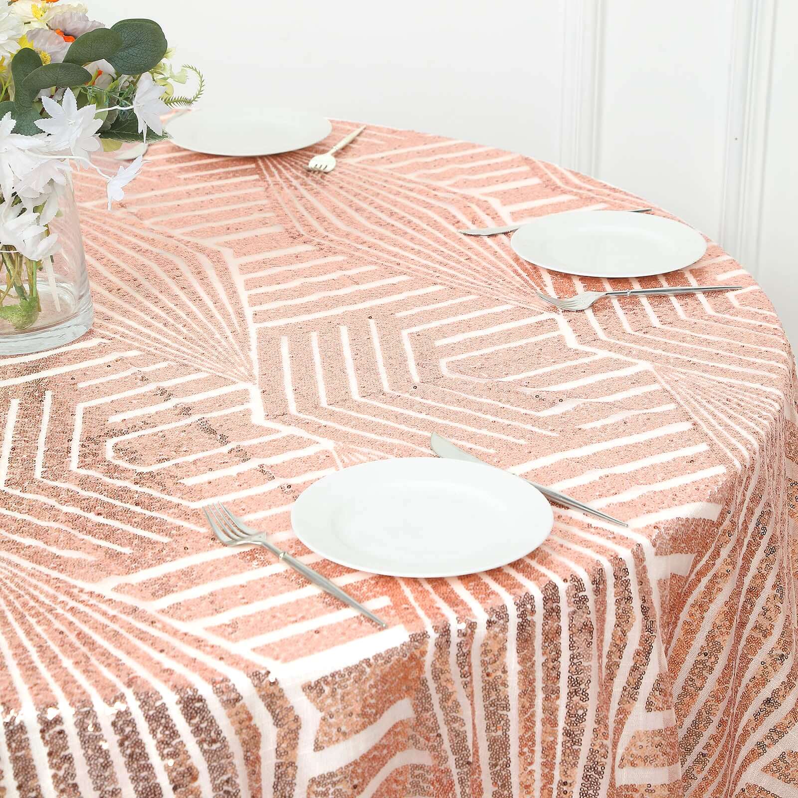Sequin Table Overlay 72" Square Blush - Diamond Glitz Table Topper - Image 2