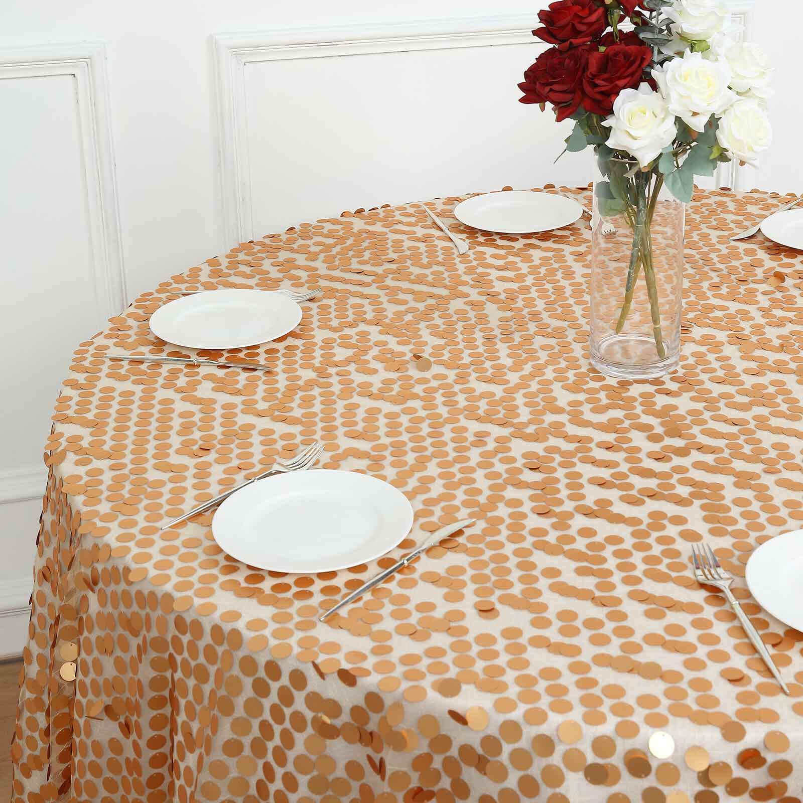 Sequin Table Overlay 72"x72" Matte Champagne - Big Payette Table Topper - Image 2