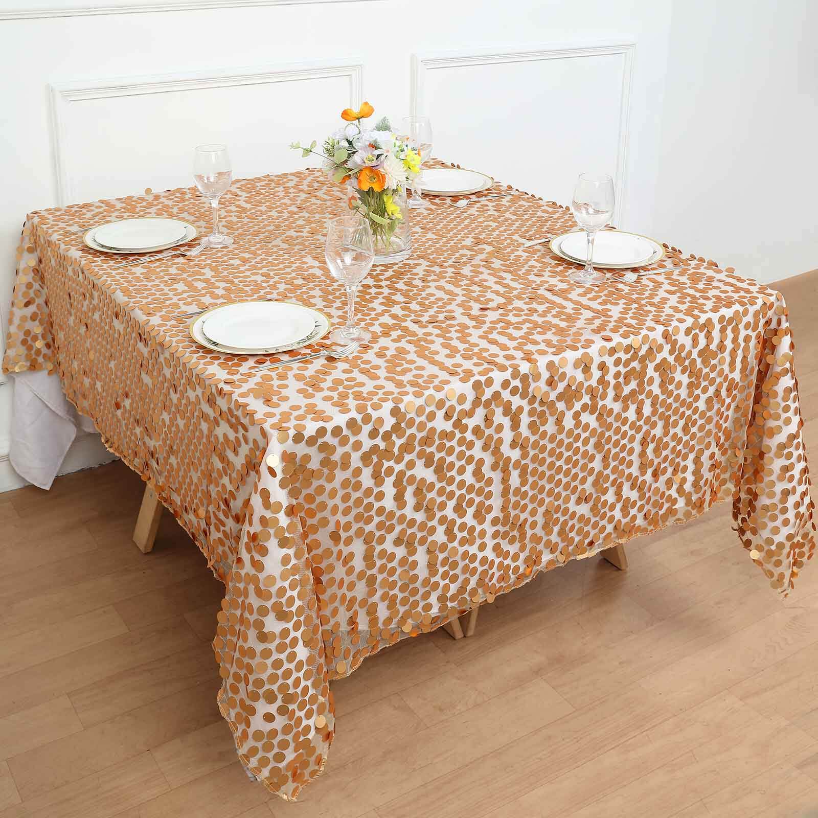 Sequin Table Overlay 72"x72" Matte Champagne - Big Payette Table Topper - Image 8