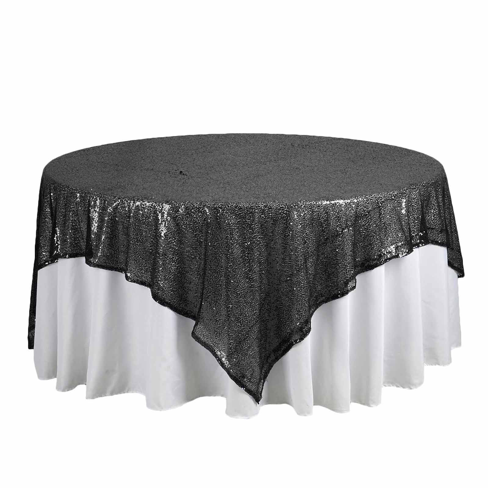 Sequin Table Overlay 90"x90" Black - Sparkly Table Topper - Image 6