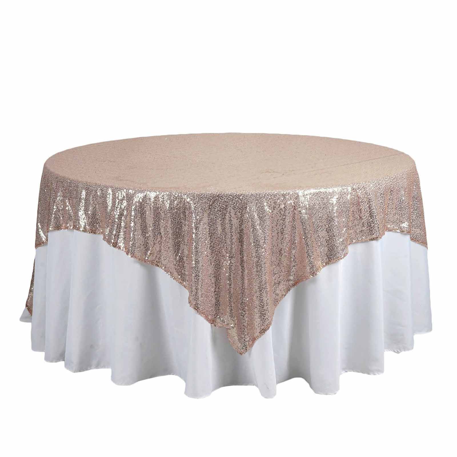 Sequin Table Overlay 90"x90" Blush - Sparkly Table Topper - Image 7