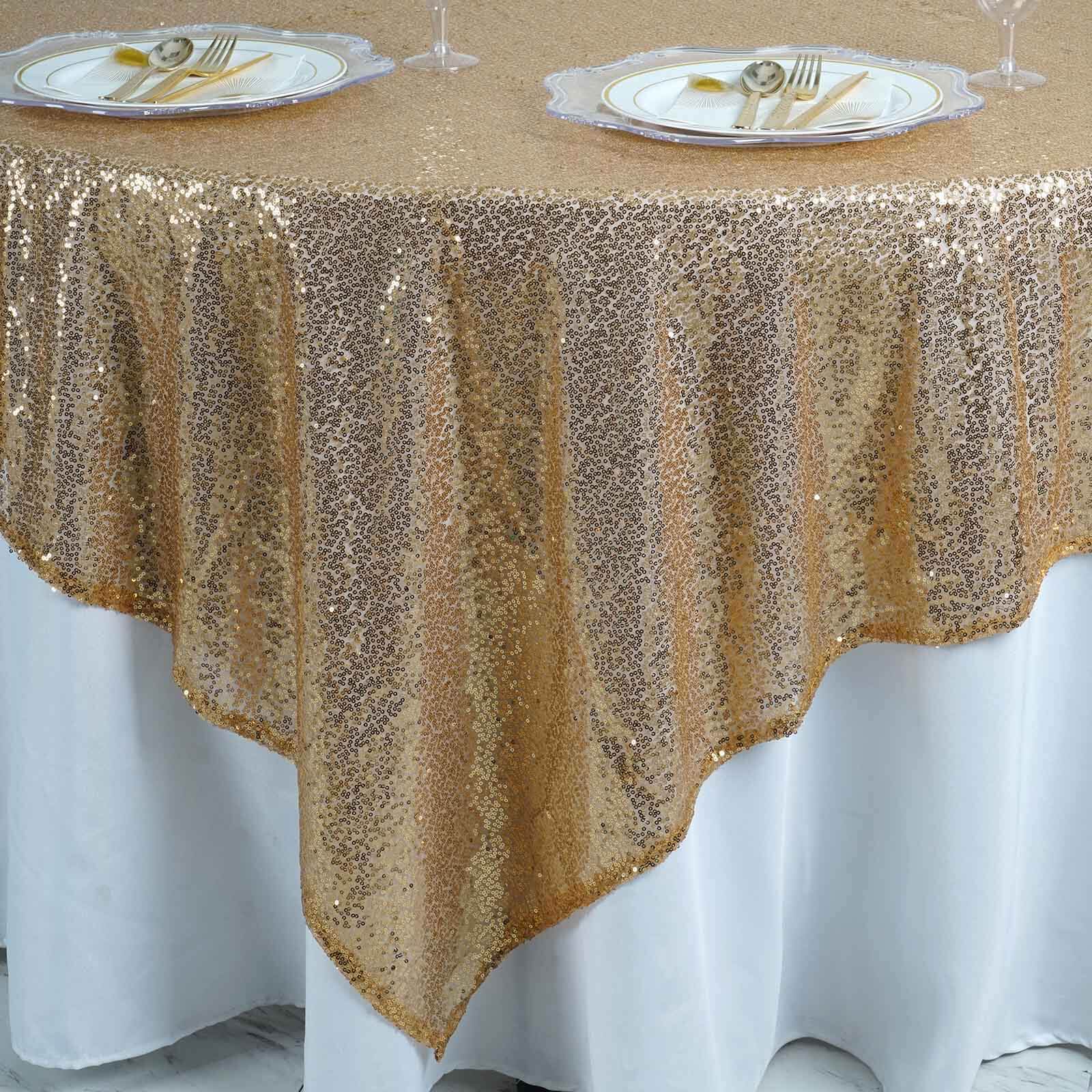 Sequin Table Overlay 90"x90" Gold - Sparkly Design Glamorous Decor for Events - Image 5
