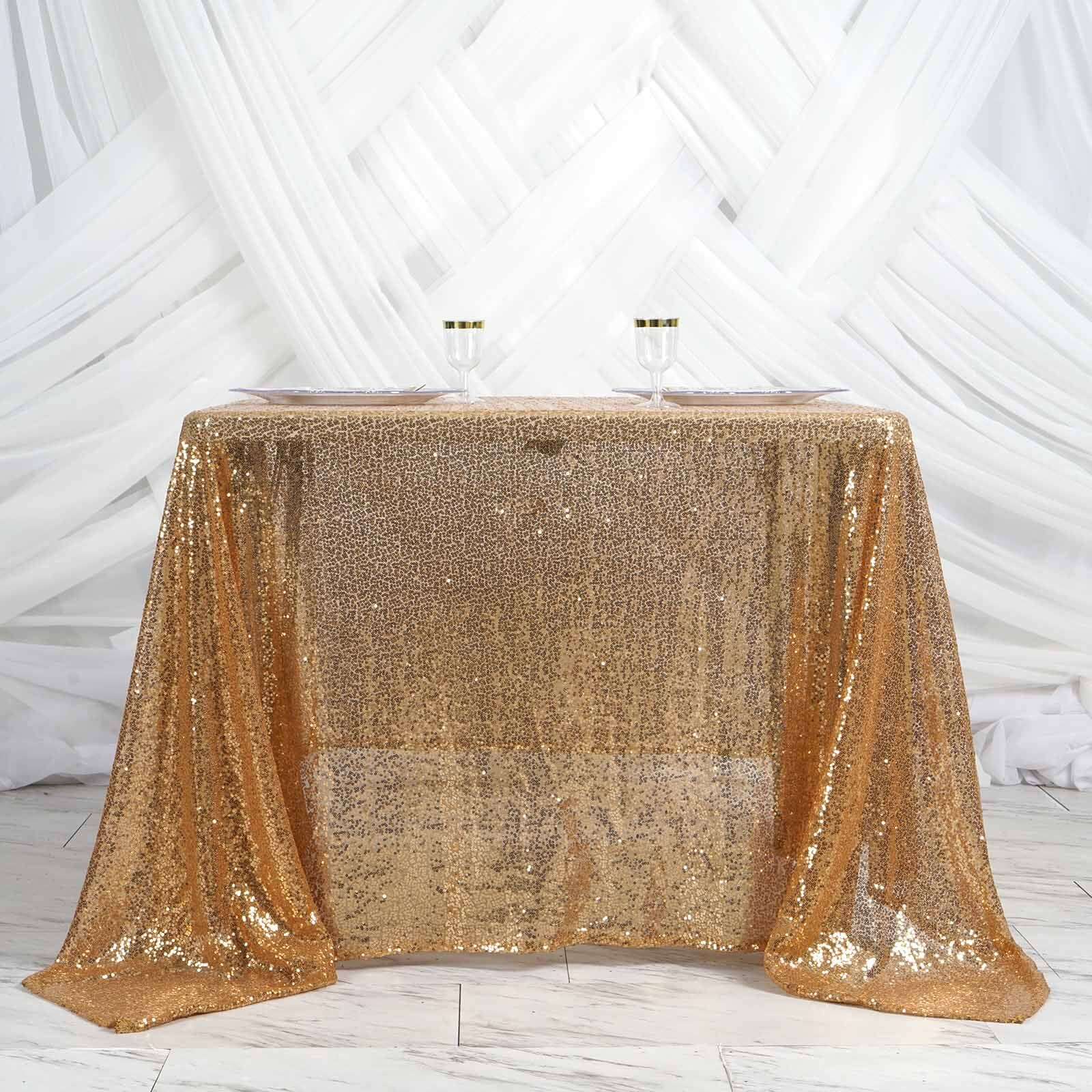 Sequin Table Overlay 90"x90" Gold - Sparkly Design Glamorous Decor for Events - Image 6
