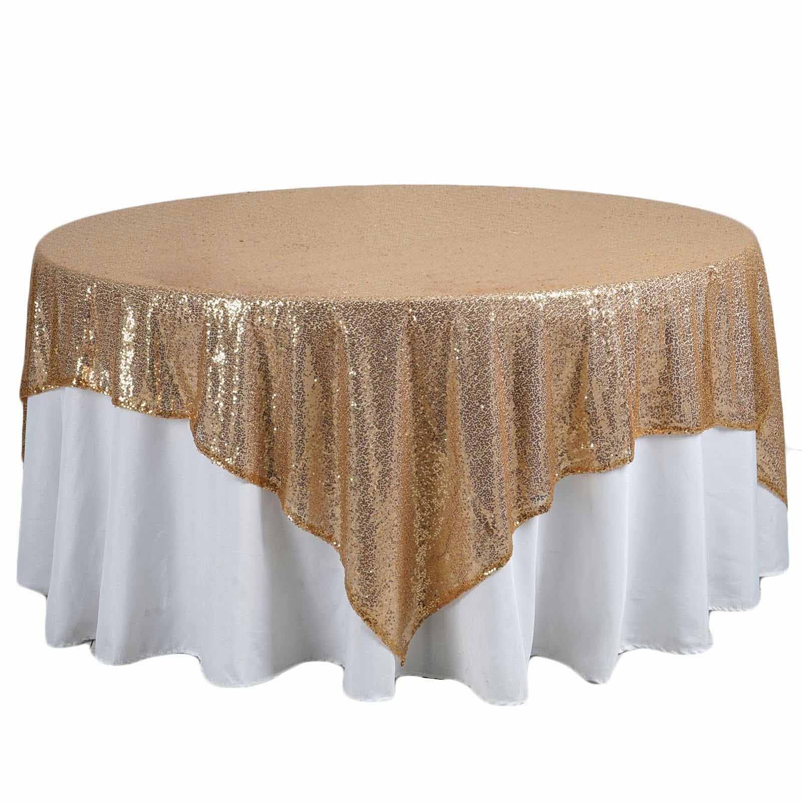 Sequin Table Overlay 90"x90" Gold - Sparkly Design Glamorous Decor for Events - Image 7