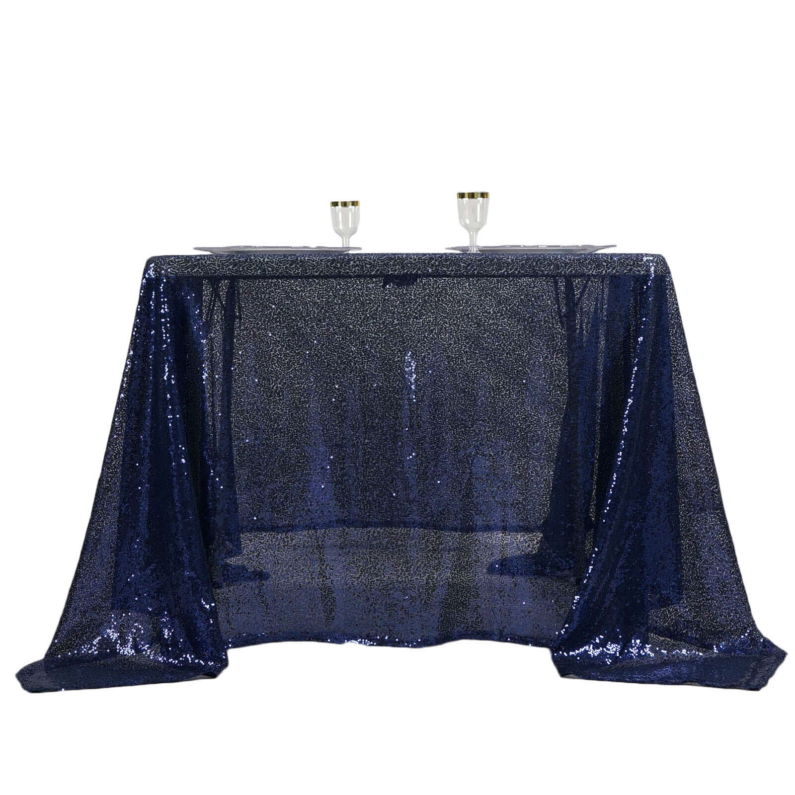 Sequin Table Overlay 90"x90" Navy Blue - Sparkly Table Topper - Image 8