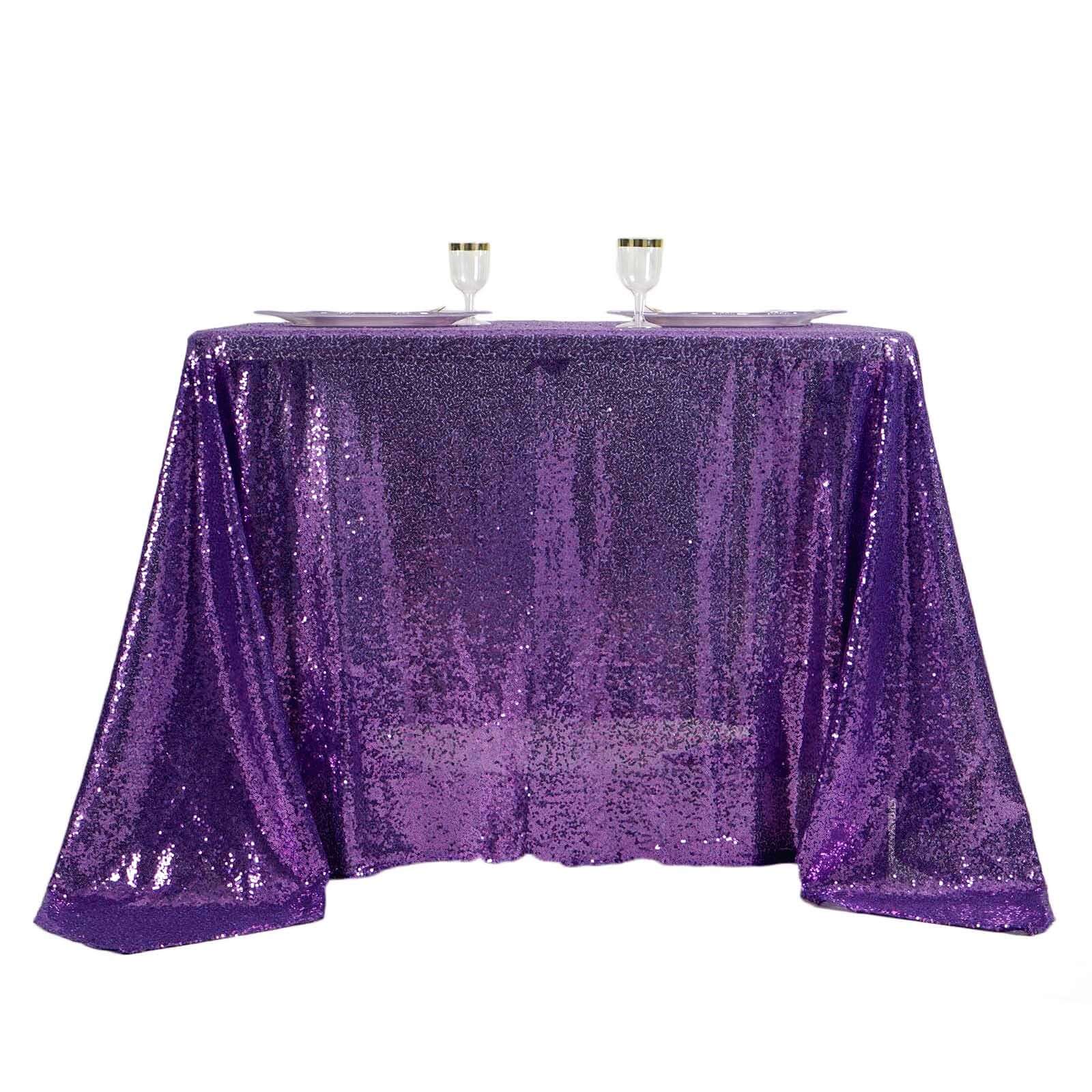 Sequin Table Overlay 90"x90" Purple - Sparkly Table Topper - Image 8