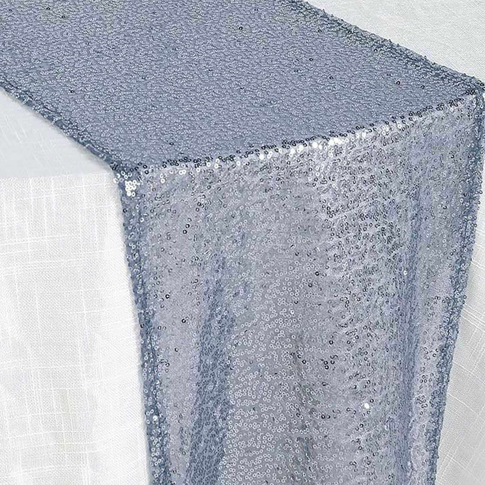 Sequin Table Runner 12"x108" Dusty Blue - Glittering Finish Table Decor - Image 11