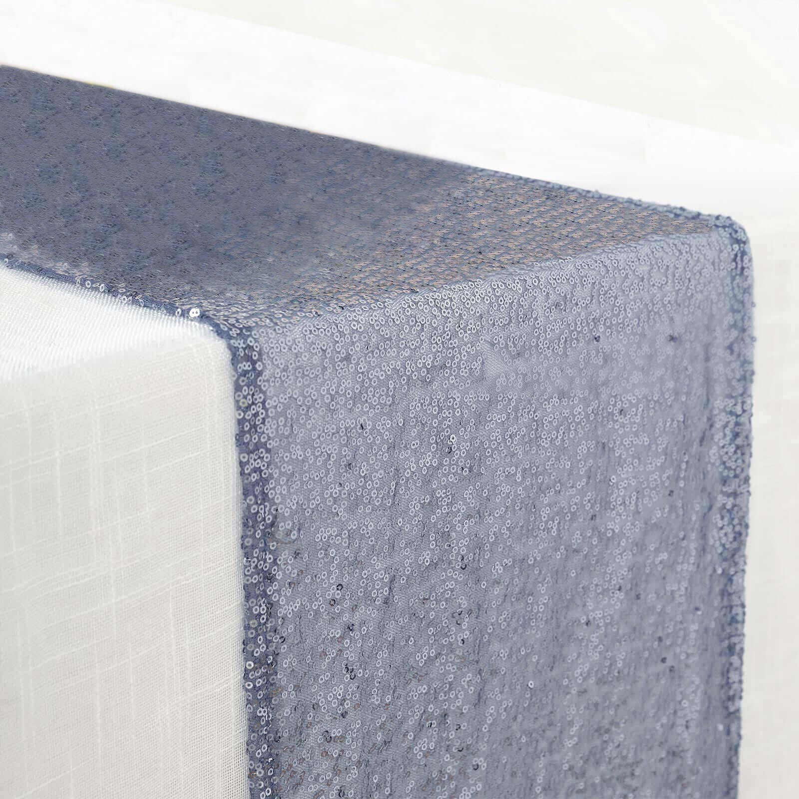 Sequin Table Runner 12"x108" Dusty Blue - Glittering Finish Table Decor - Image 2
