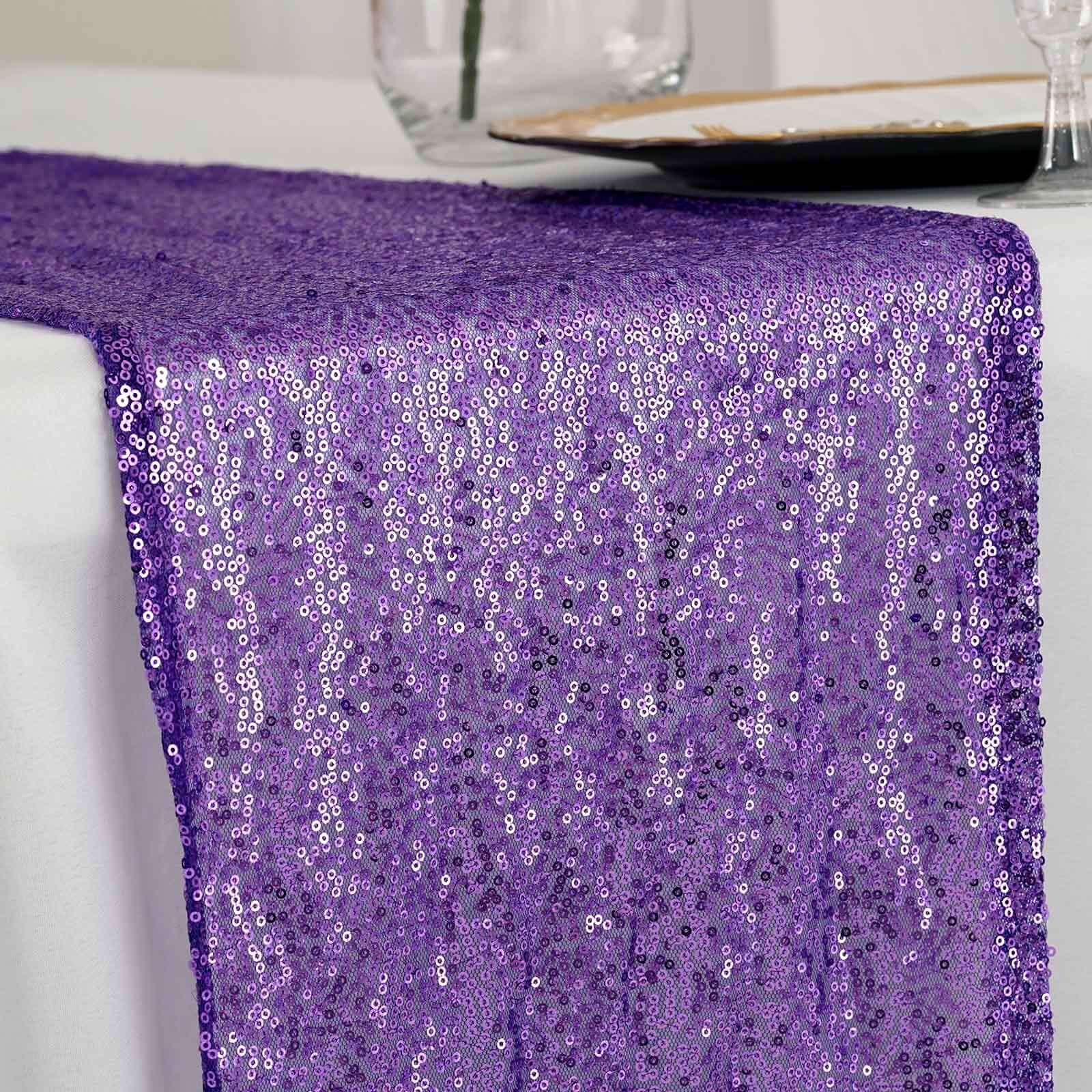 Sequin Table Runner 12"x108" Purple - Glittering Finish Table Decor - Image 2