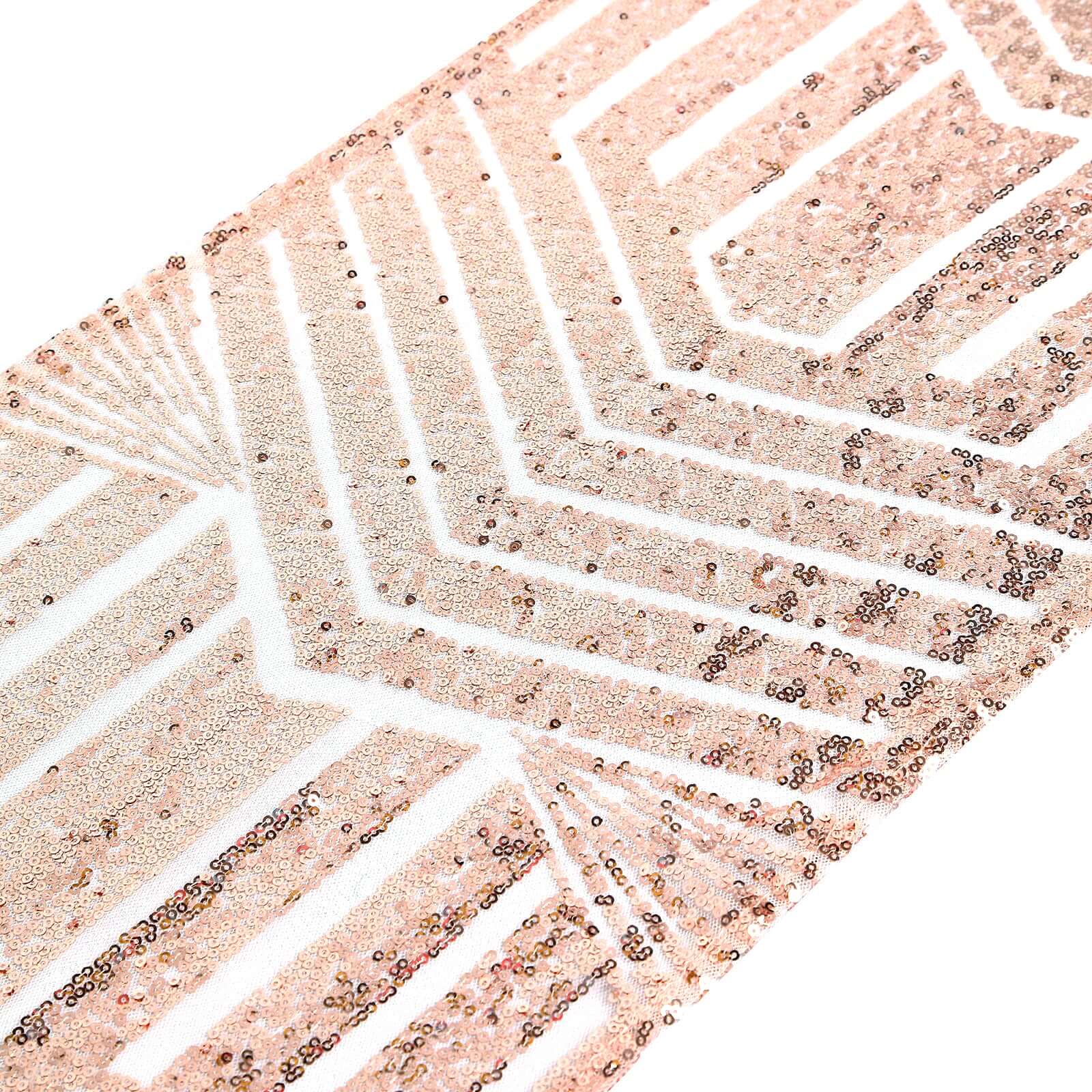 Sequin Table Runner 12"x108" Rose Gold - Diamond Glitz Table Decor - Image 3