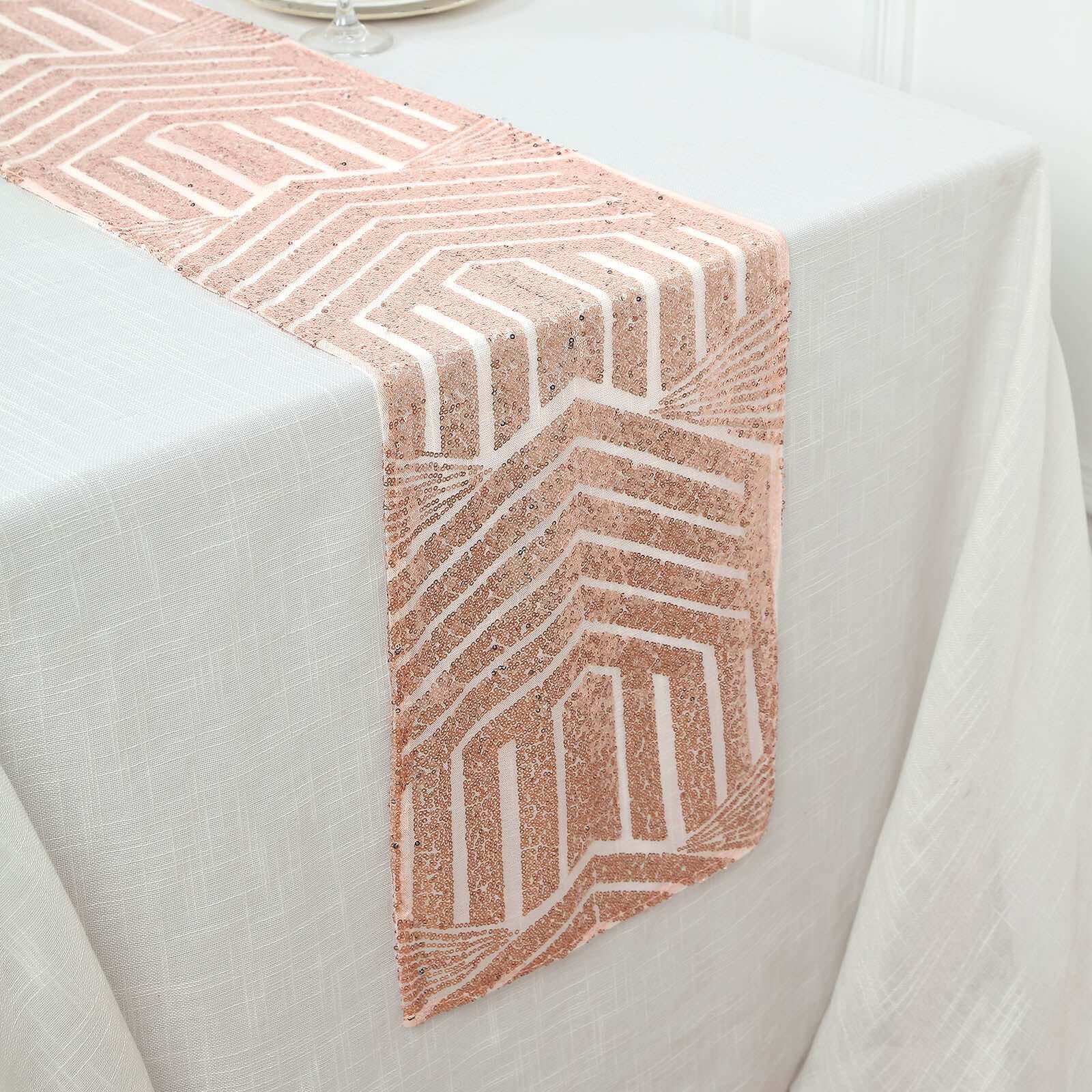 Sequin Table Runner 12"x108" Rose Gold - Diamond Glitz Table Decor - Image 7
