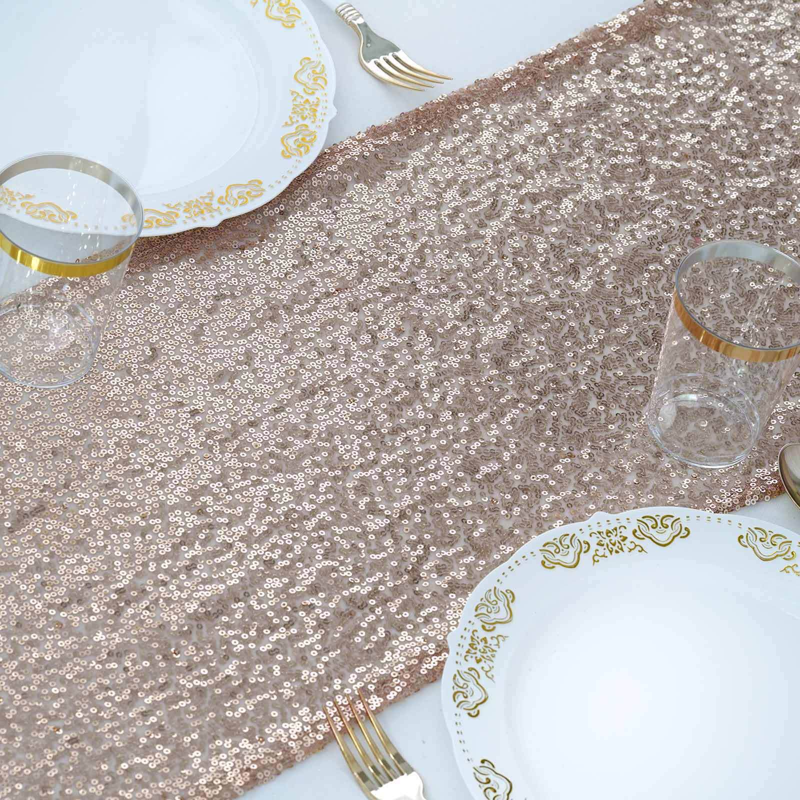 Sequin Table Runner 12"x108" Rose Gold - Glittering Finish Table Decor