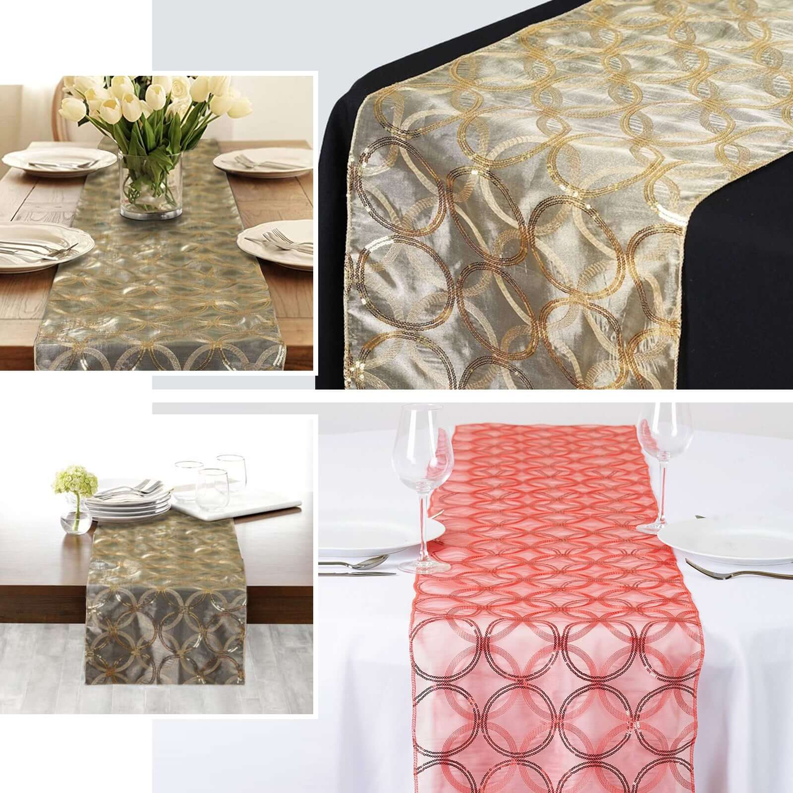Sequin Table Runner 14"x108" Tea Green with Circle Design - Stylish Decor for Special Occasions - Image 5